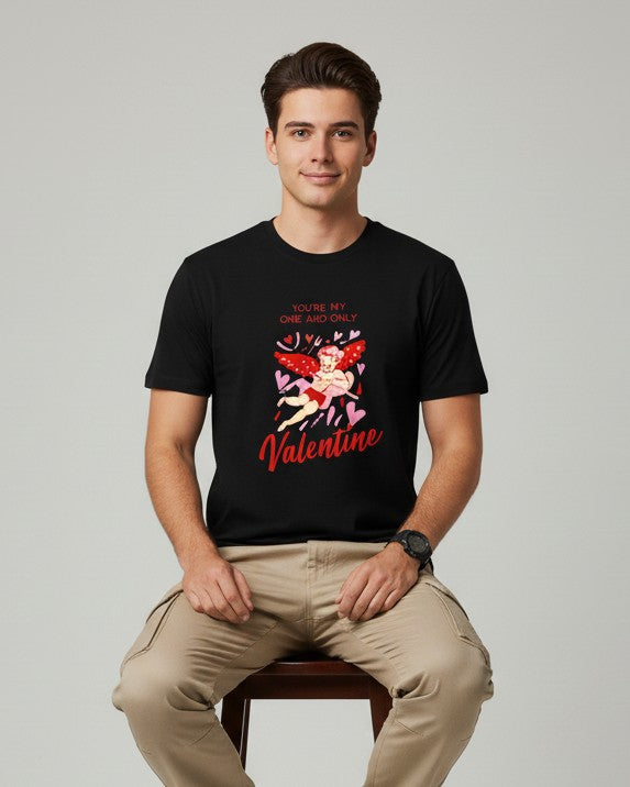 Men Printed Black Cotton Tshirt