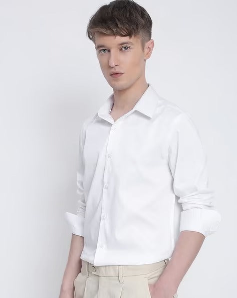 Men White Slim Fit Shirt