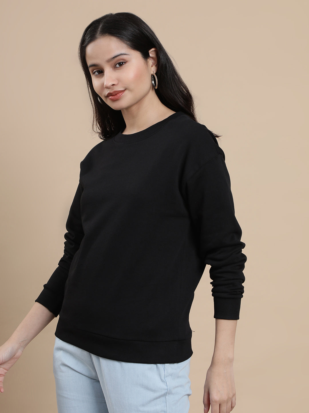 Women Black Casual Sweatshirt