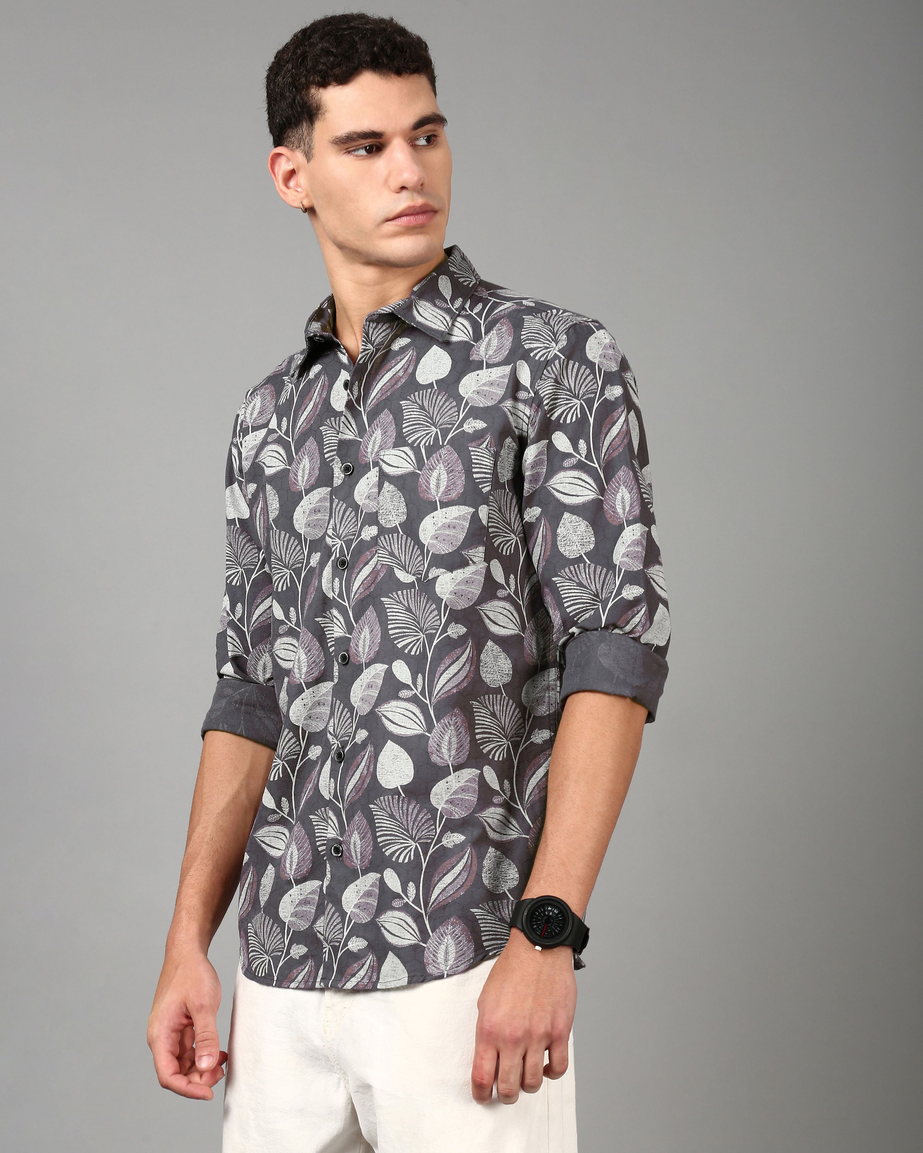 Men Grey Casual Shirt