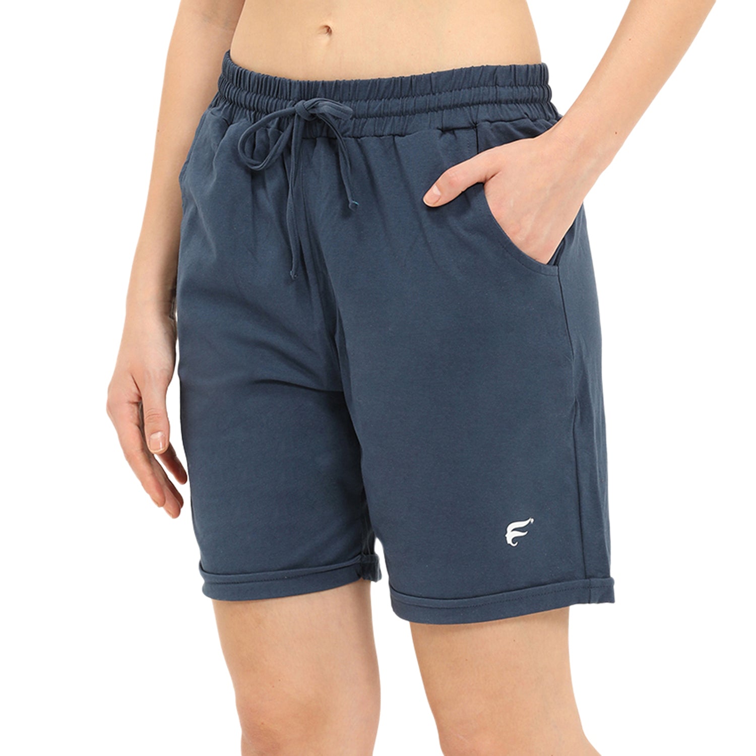 Women Blue Thigh Length Shorts