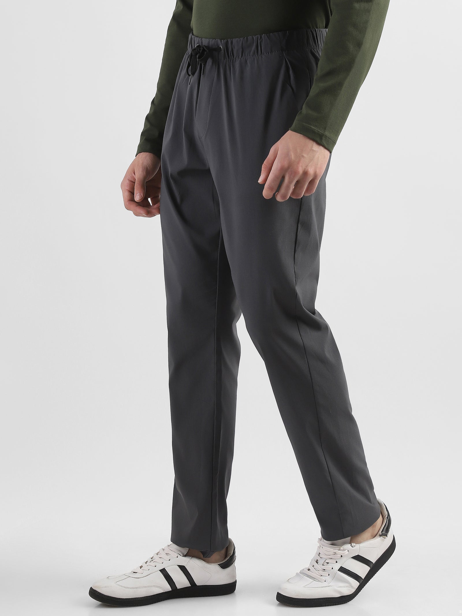 Men Grey Polyester Blend Pants
