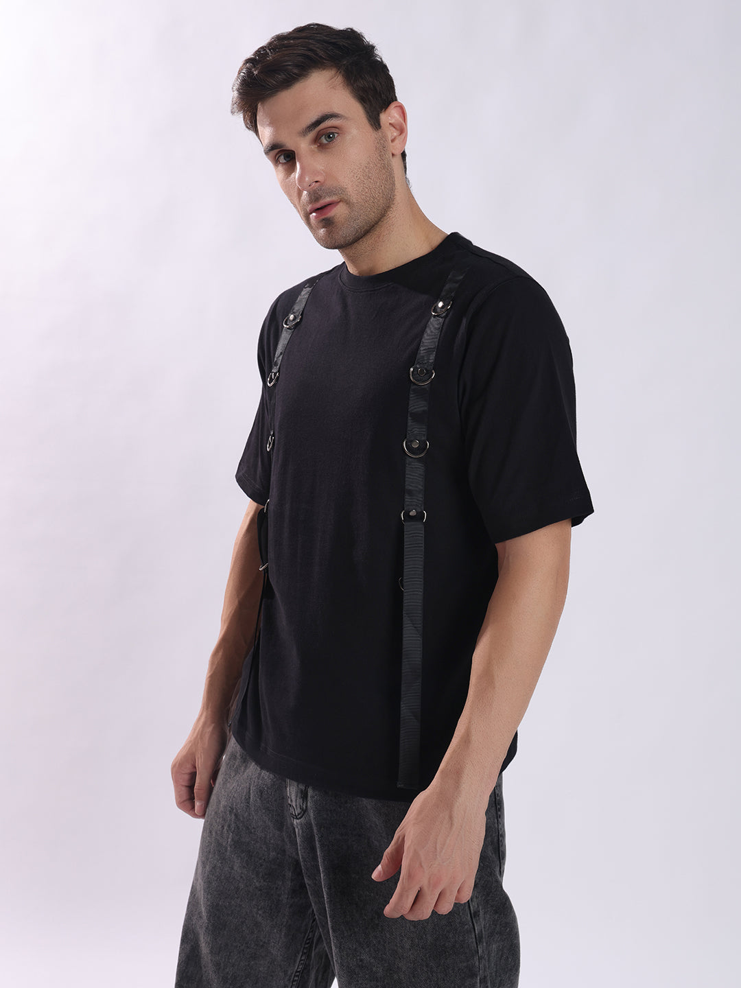 Men Black Cotton Oversized T-Shirt