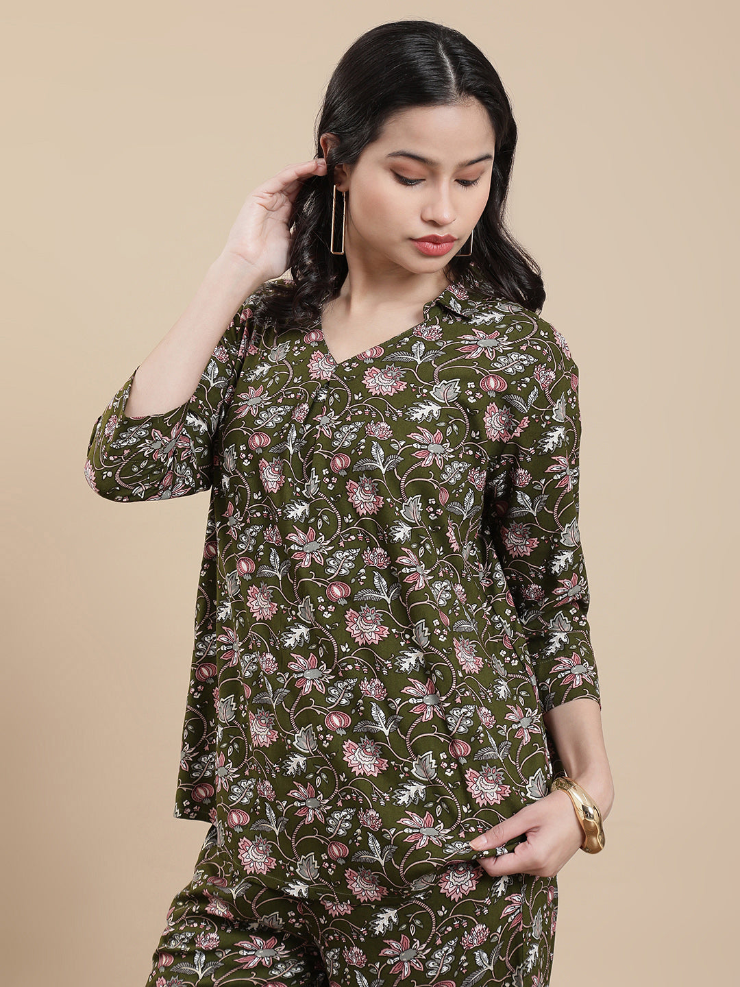 Women Green Festive Top