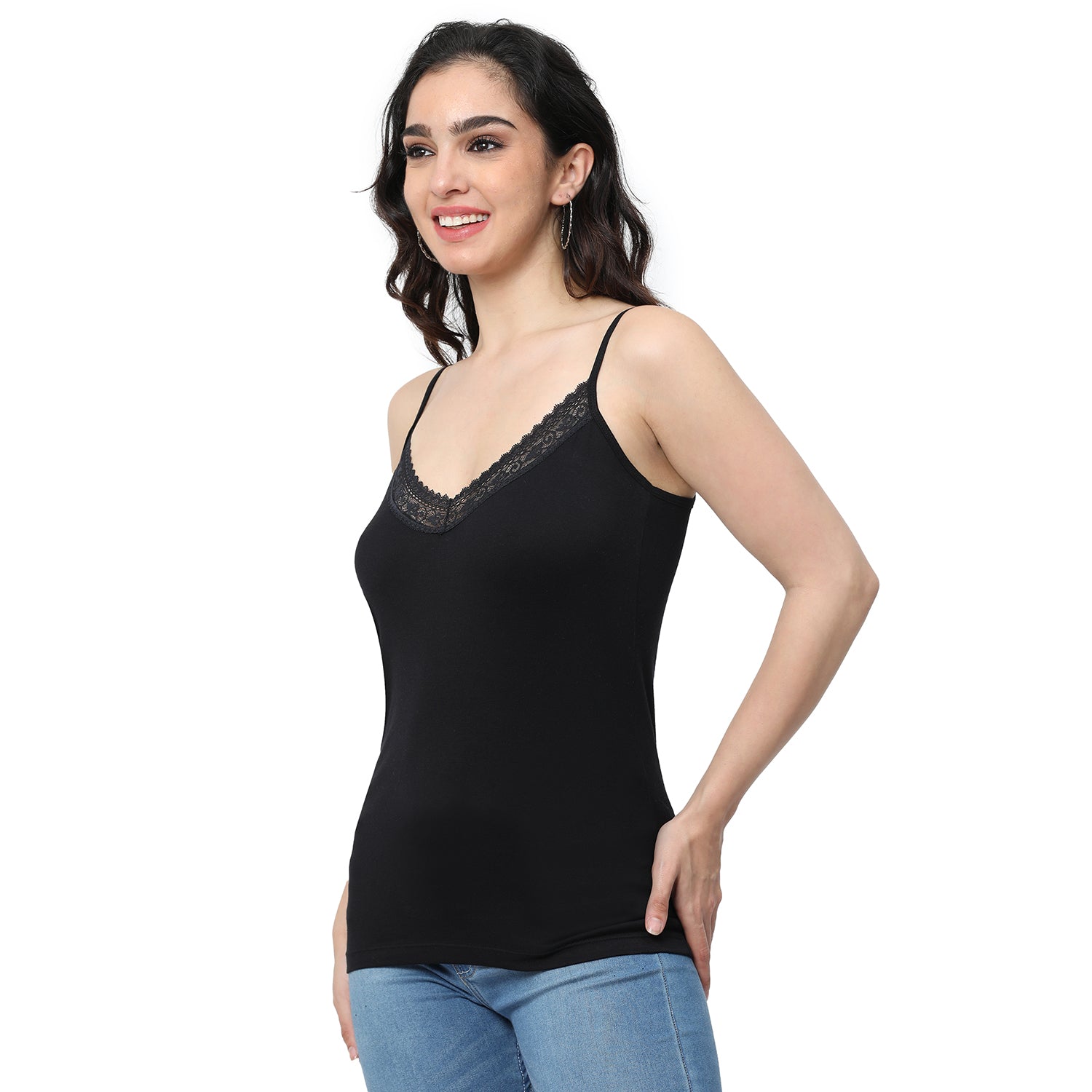 Regular Fit V-Neck Short Length Lace Camisole