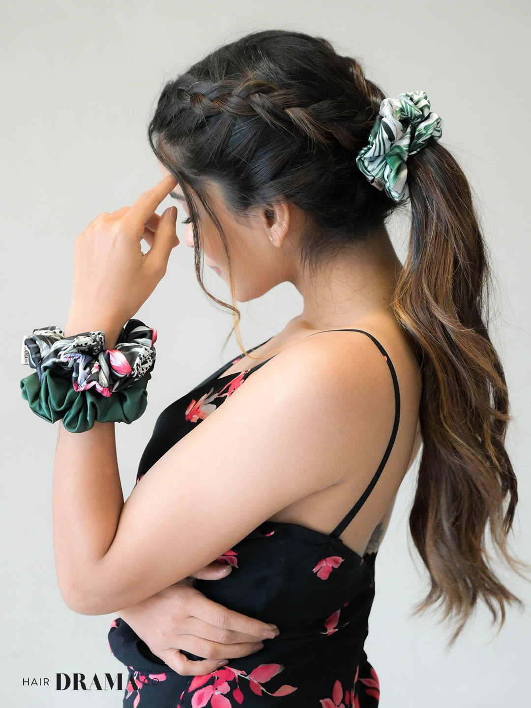 Tropical Satin Scrunchies Set Of 3