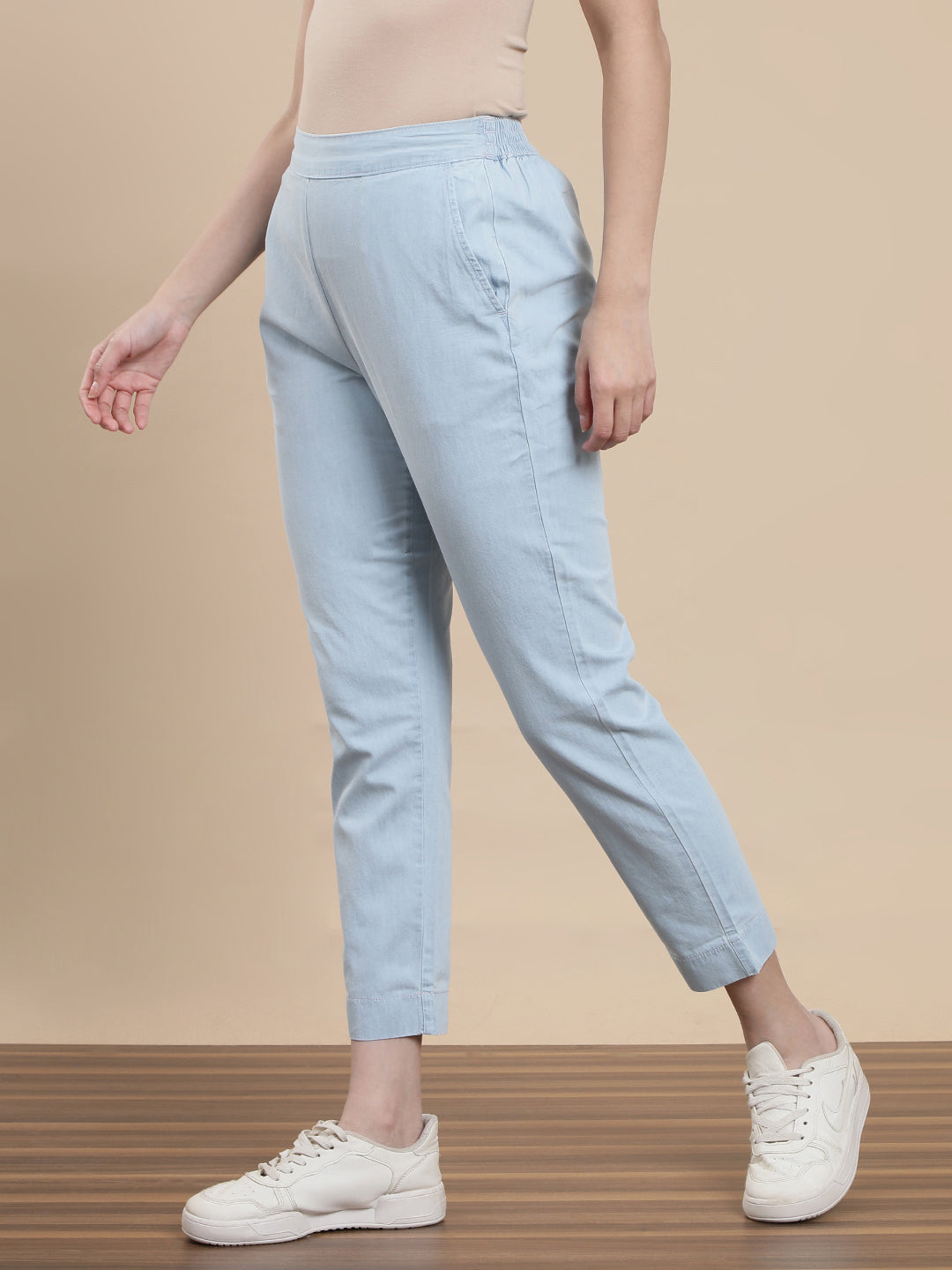 Women Blue Casual Pants
