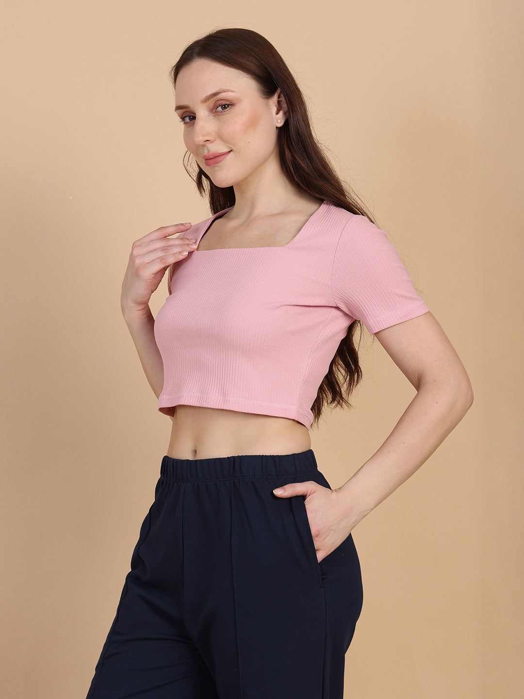 Women Mauve Crop Top