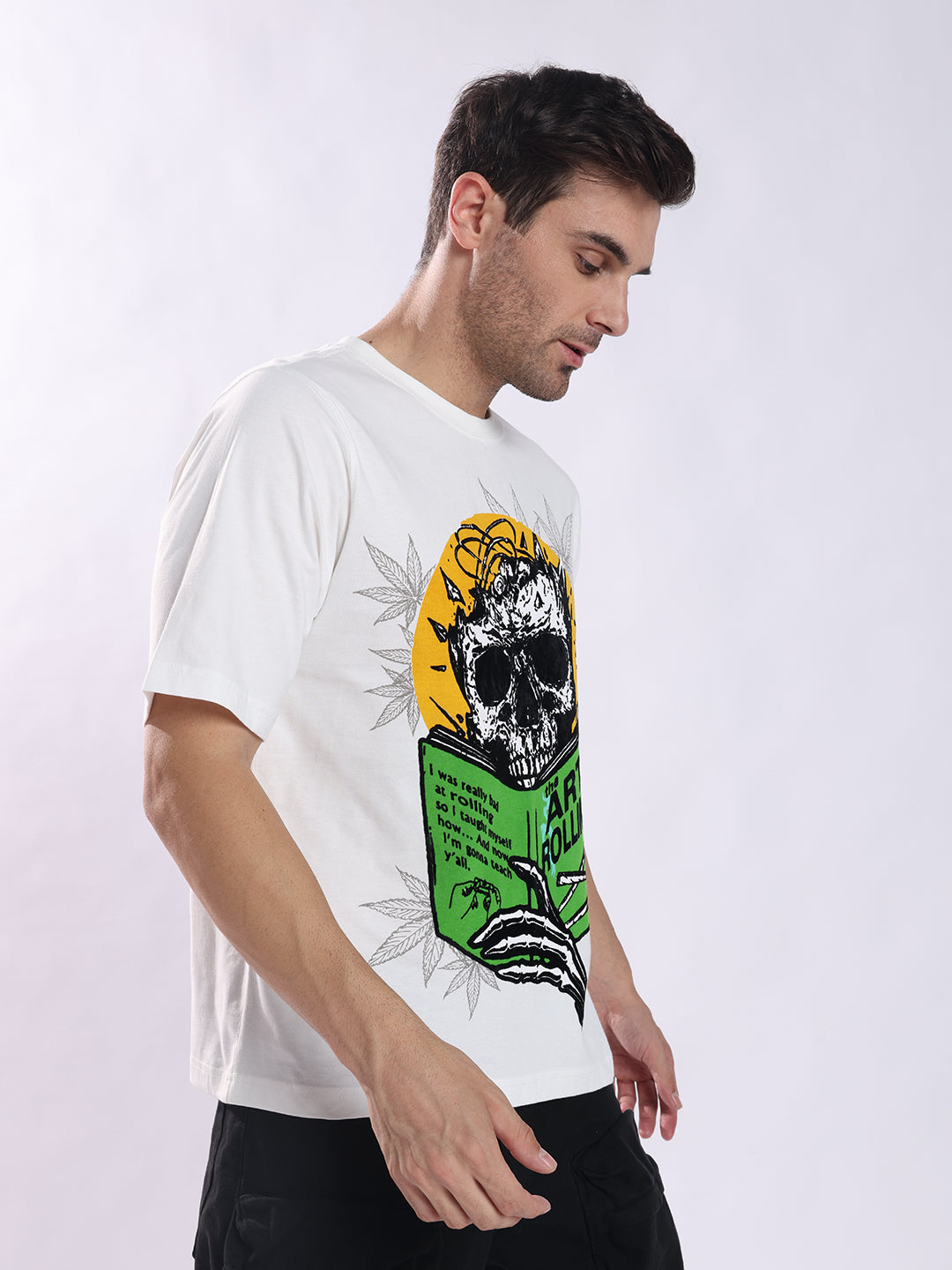 Men White Cotton Oversized T-Shirt