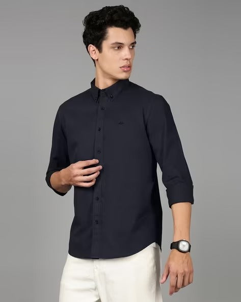 Men Navy Blue Cotton Twill Shirt