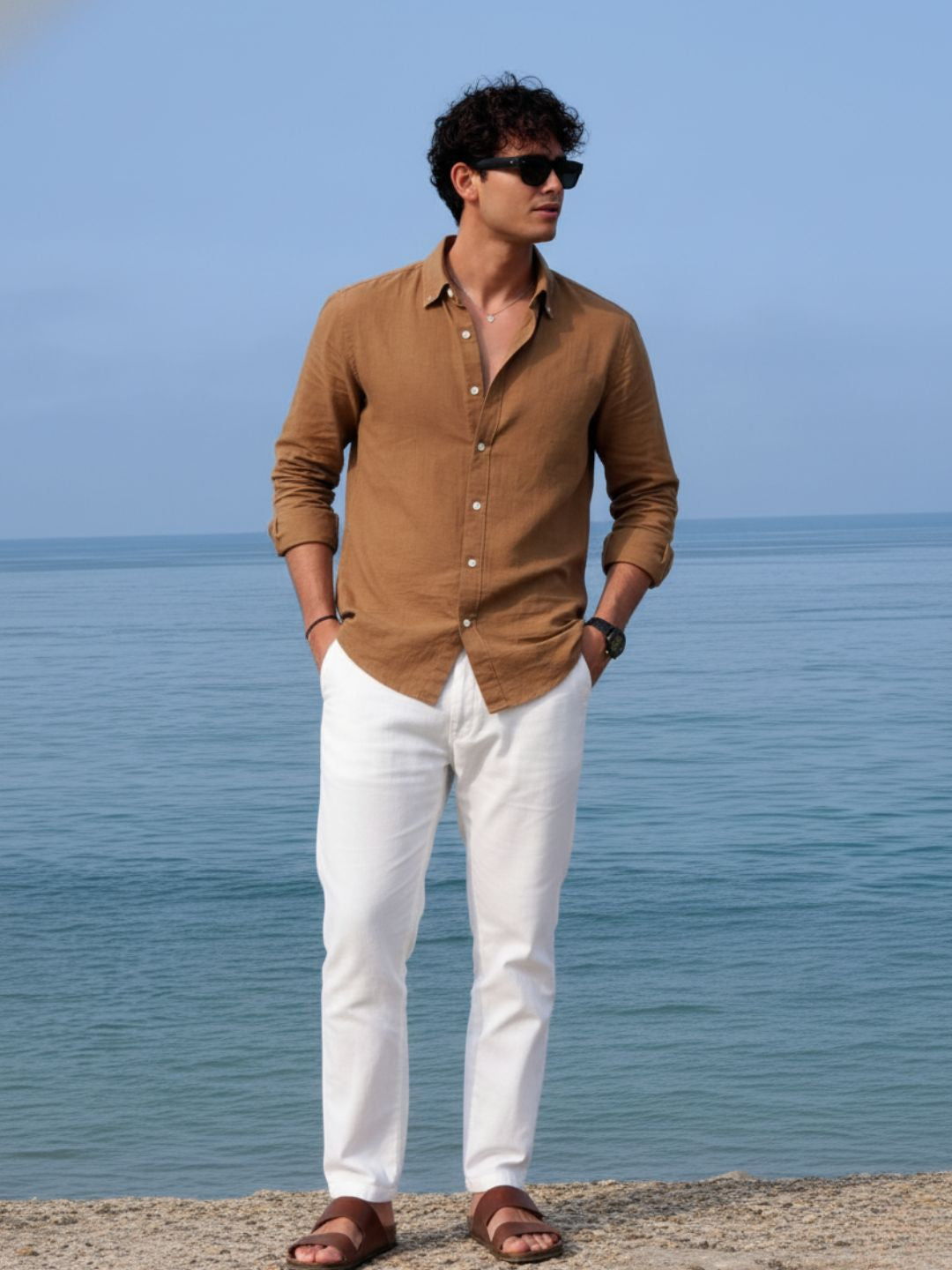 Men Brown Solid Shirt