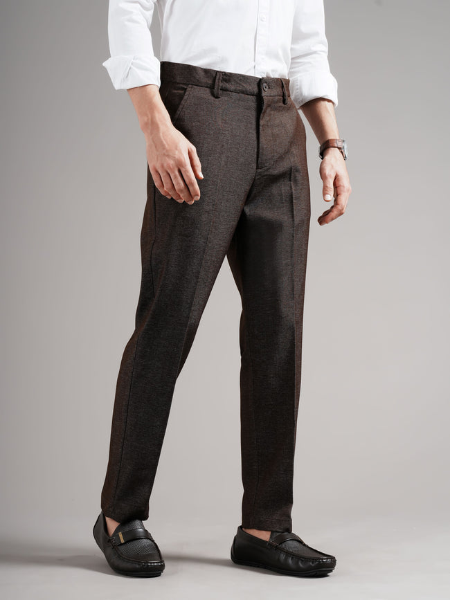 Men Brown Straight Fit Trousers