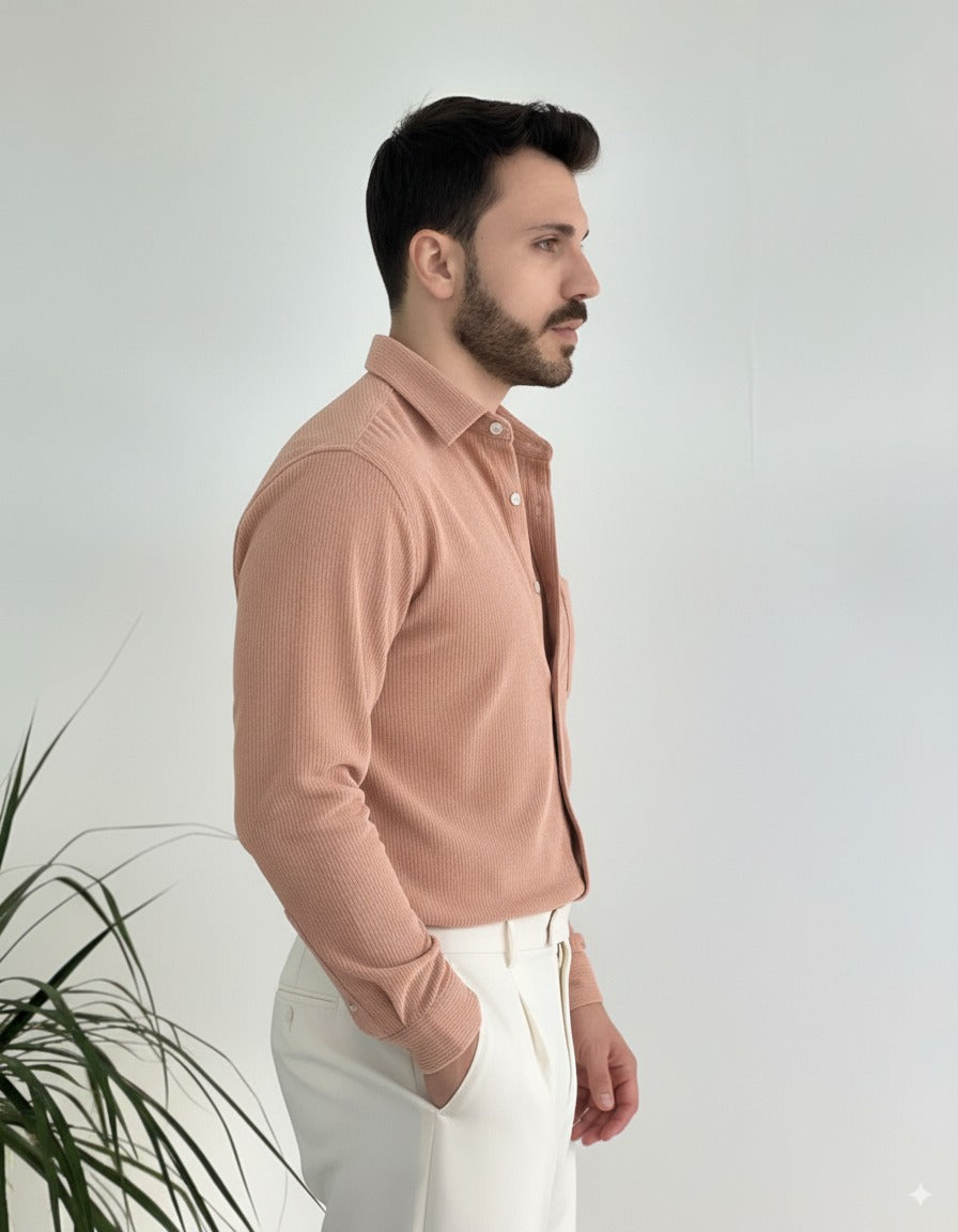 Men Pink Corduroy Shirt