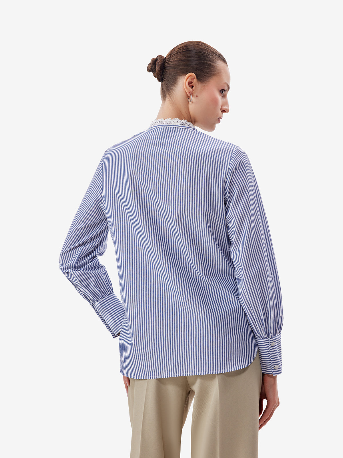 Women Blue Striped Button-Down Shirt