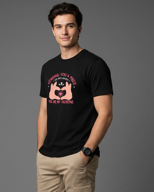 Men Printed Black Cotton Tshirt