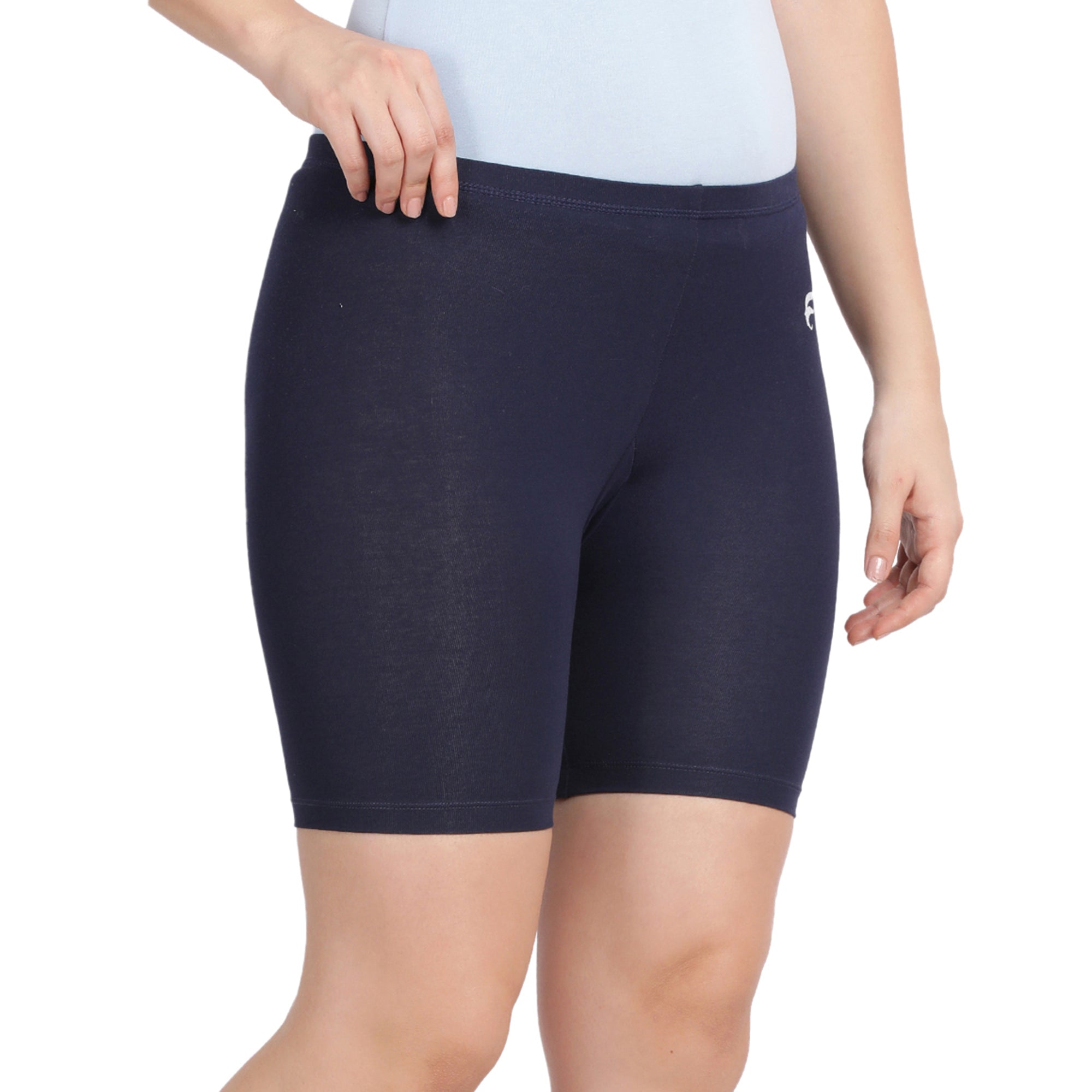 Women Navy Thigh Length Cycling Shorts