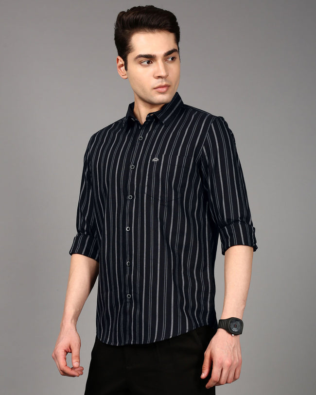 Men Black Striped Shirt