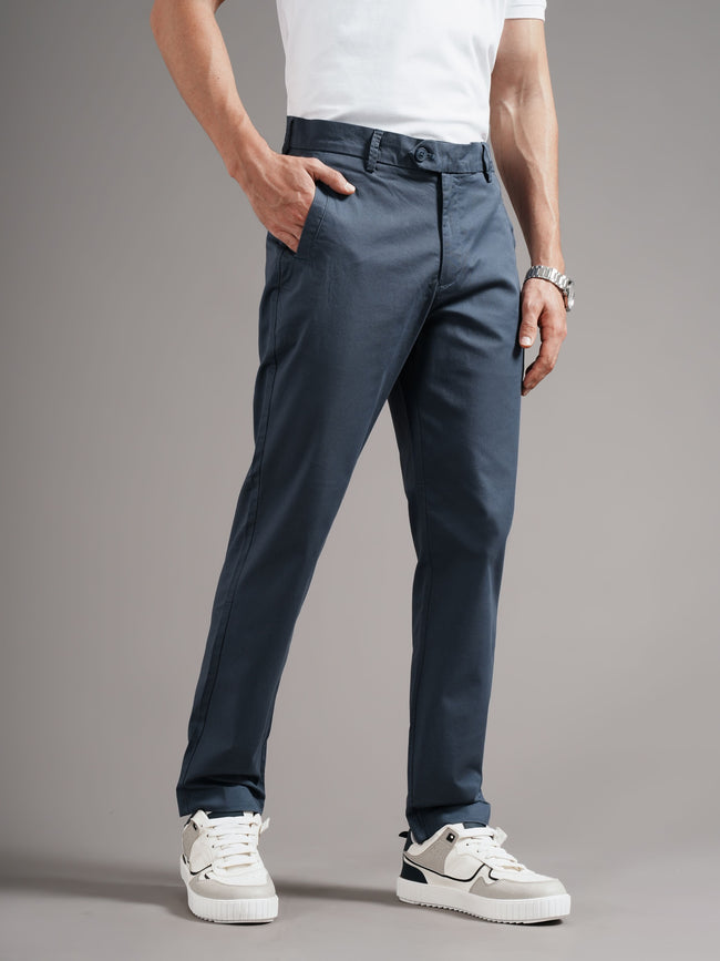 Men Blue Tailored Fit Trousers
