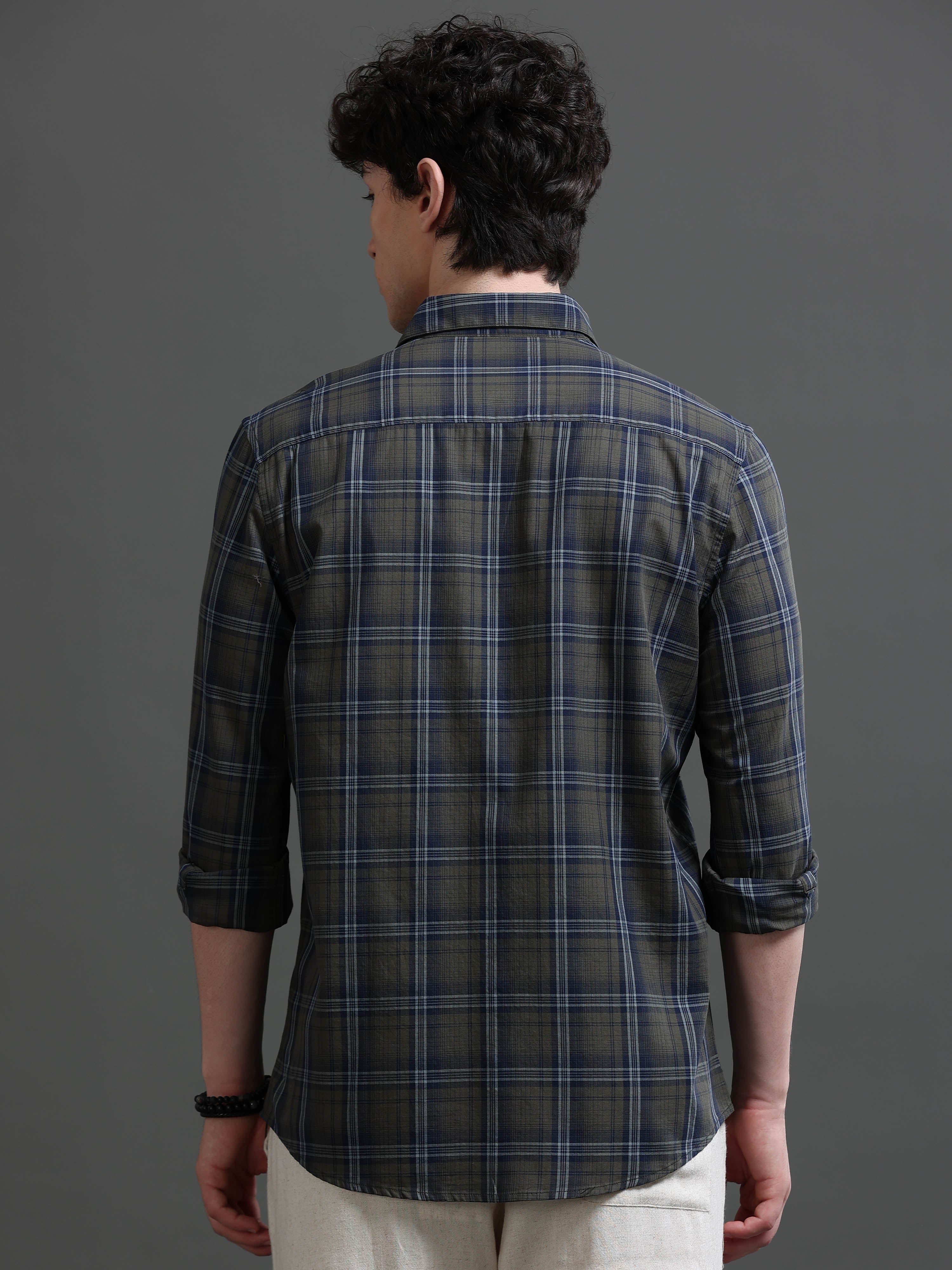 Men Green Check Shirt