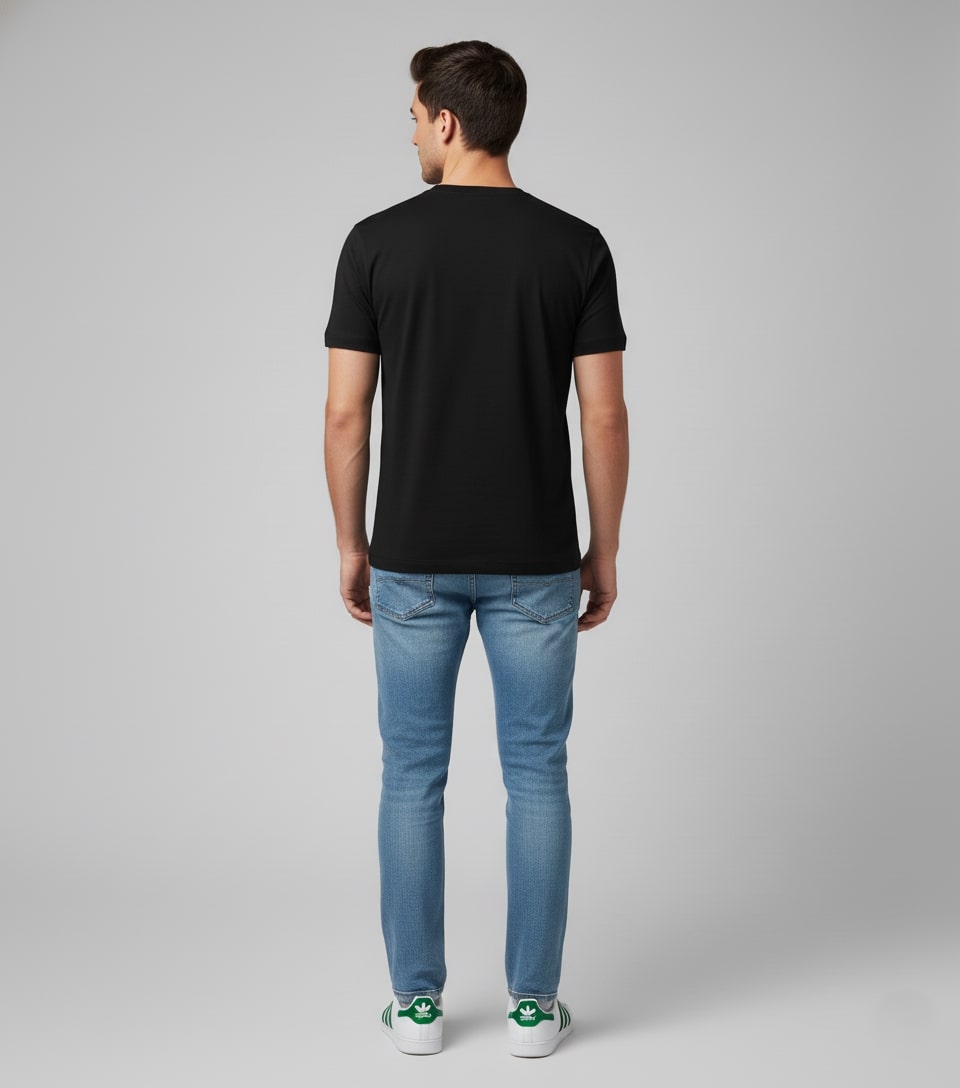 Men Printed Black Cotton Tshirt