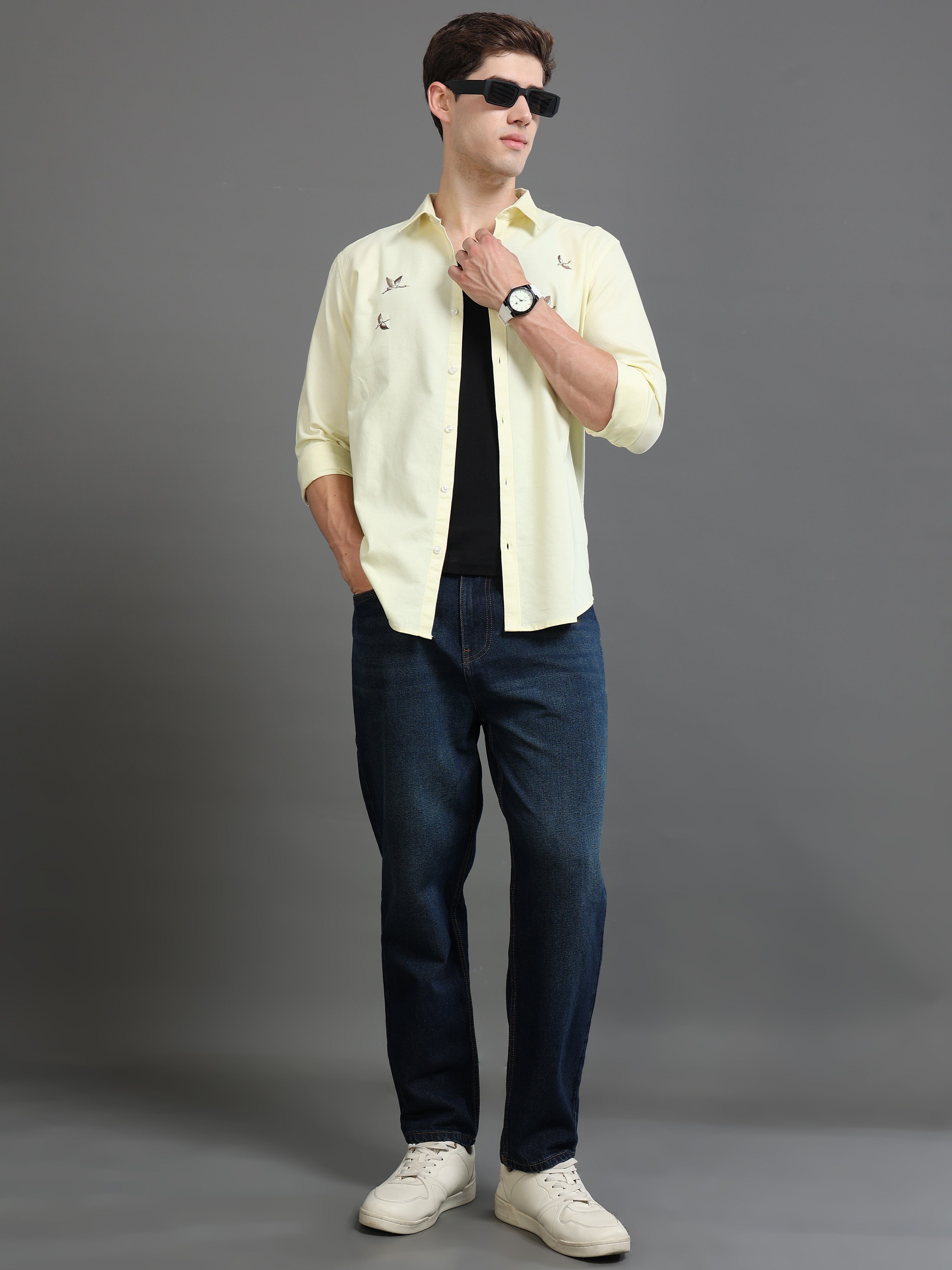 Men Yellow Printed Shirt