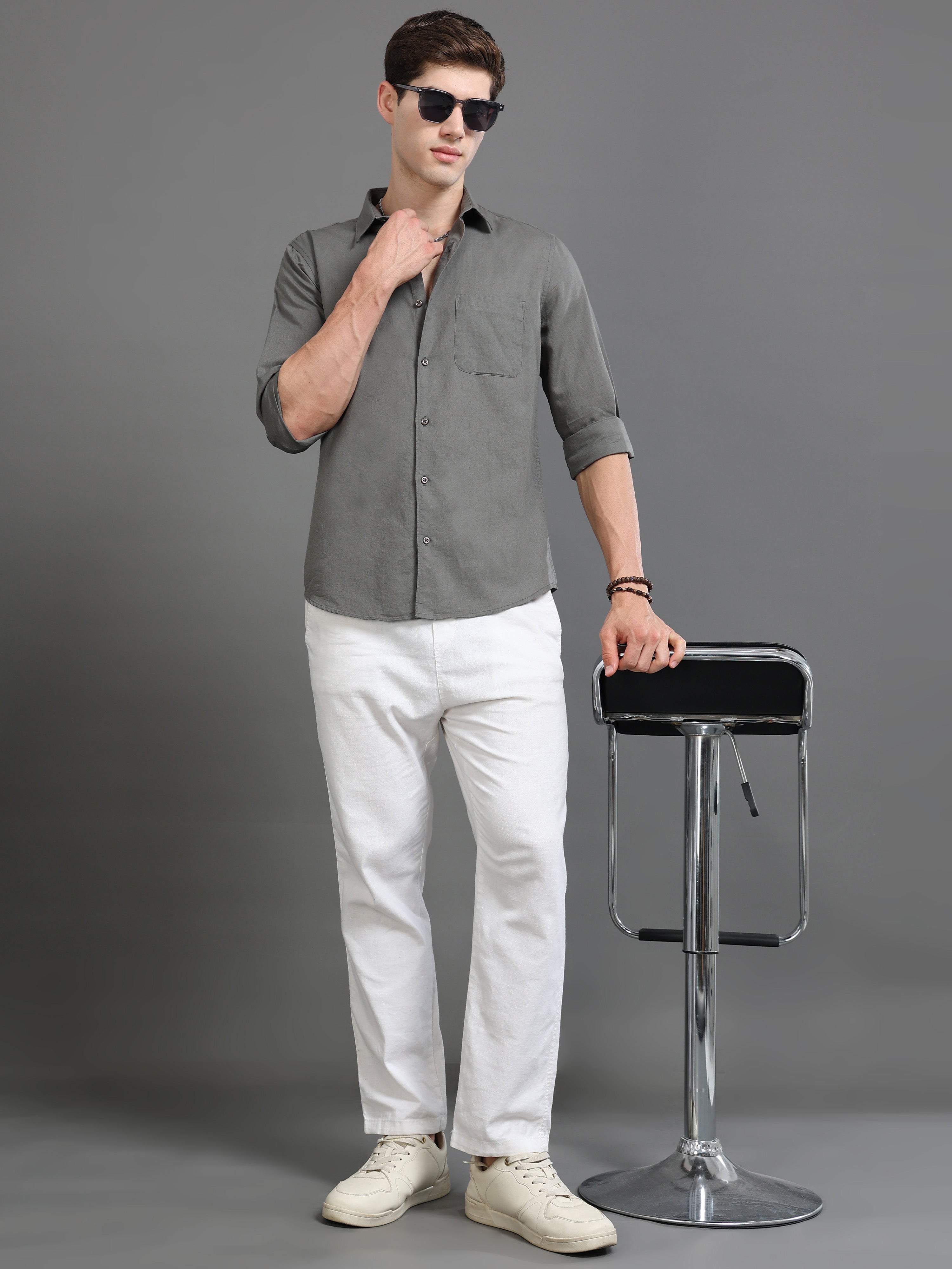 Men Grey Slim Fit Shirt
