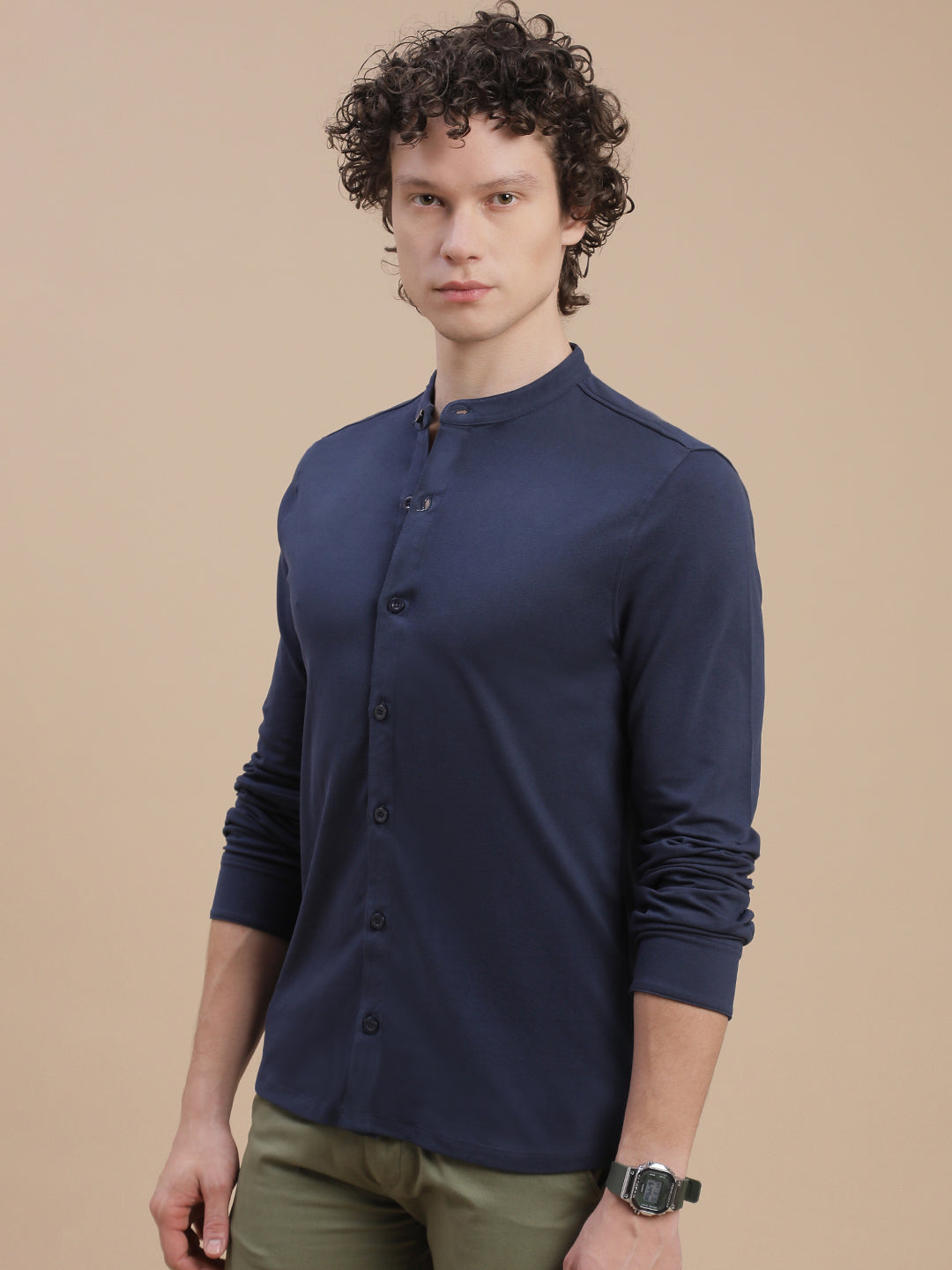 Men Navy Full Sleeve Shirt