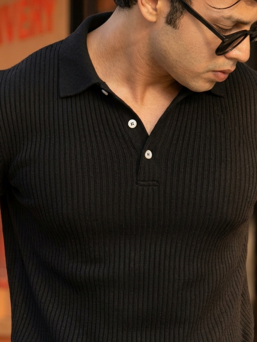 Men Black Polo T-Shirt