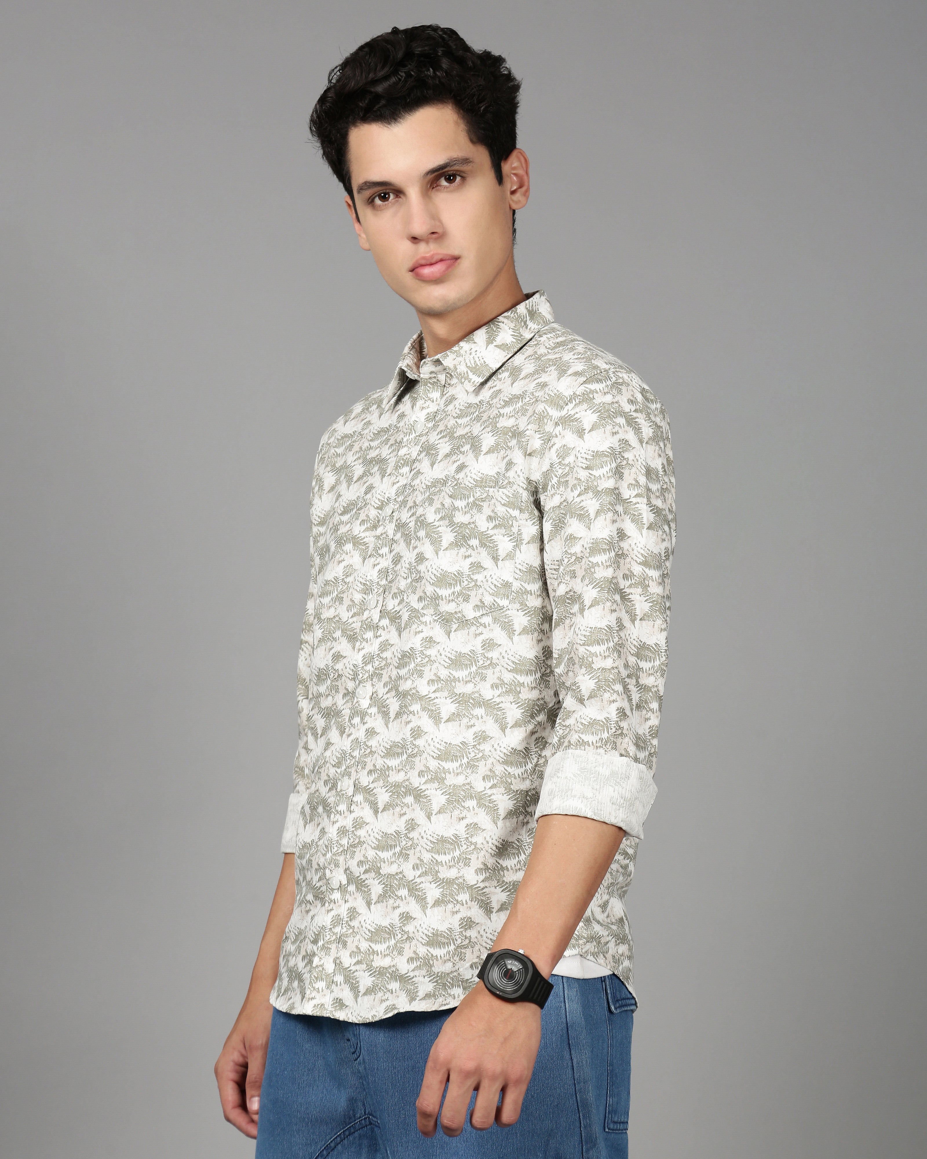 Men Green Printed Shirt