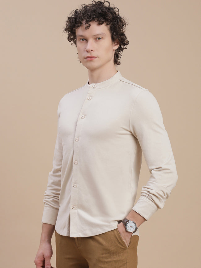 Men Beige Full Sleeve Shirt