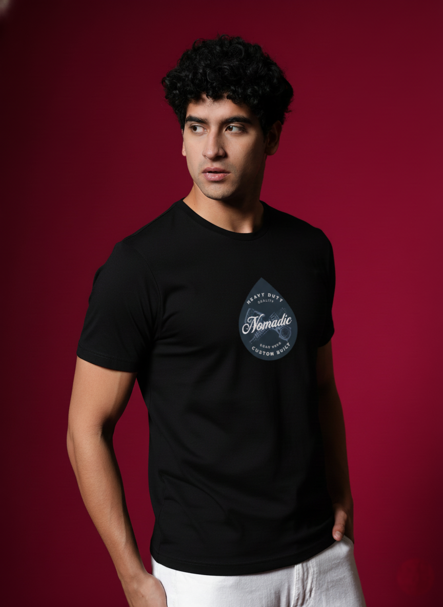 Men Round Neck Cotton T-Shirt