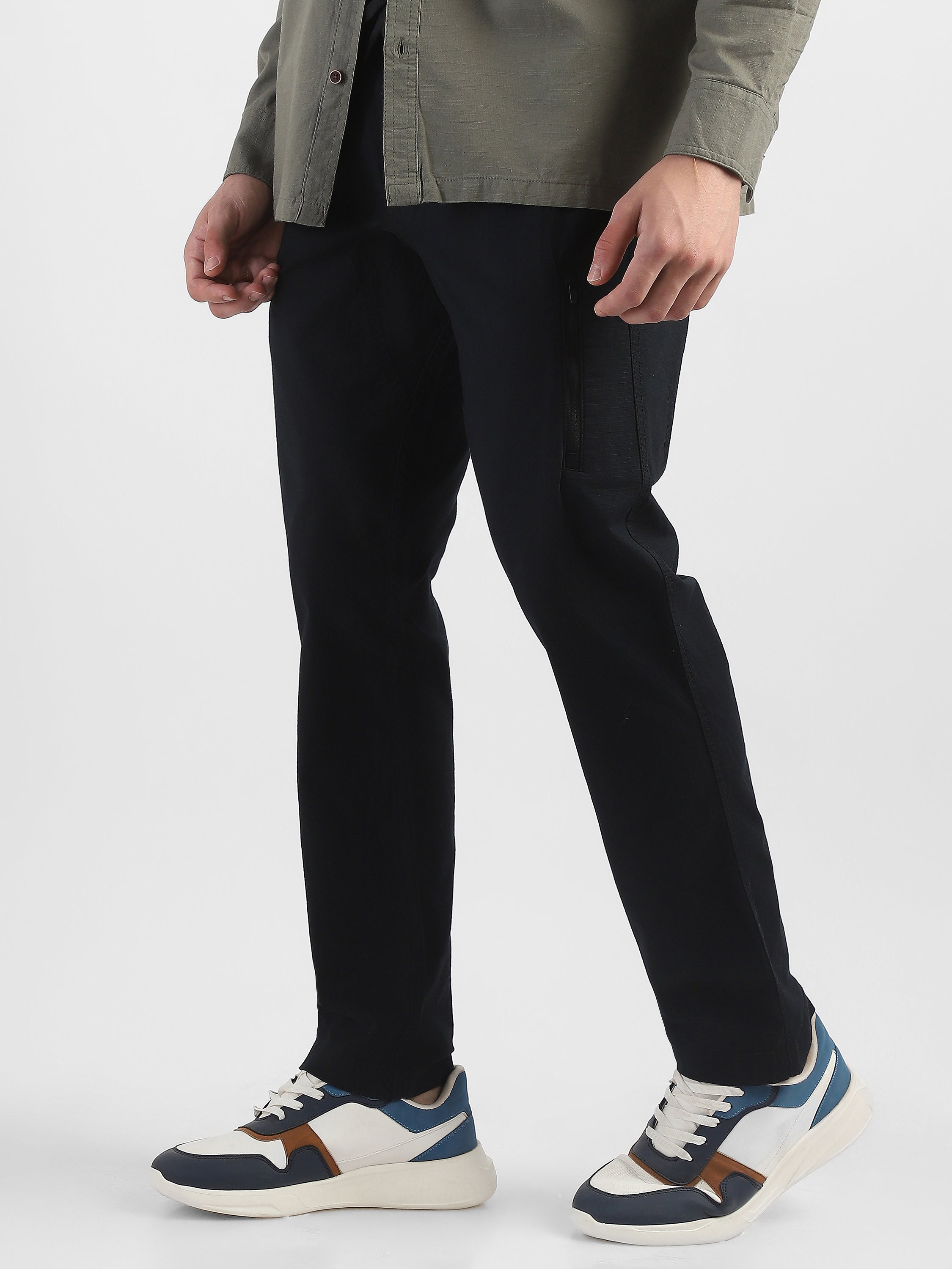 Men Black Jogger with 5 Pockets Elasticated Waist