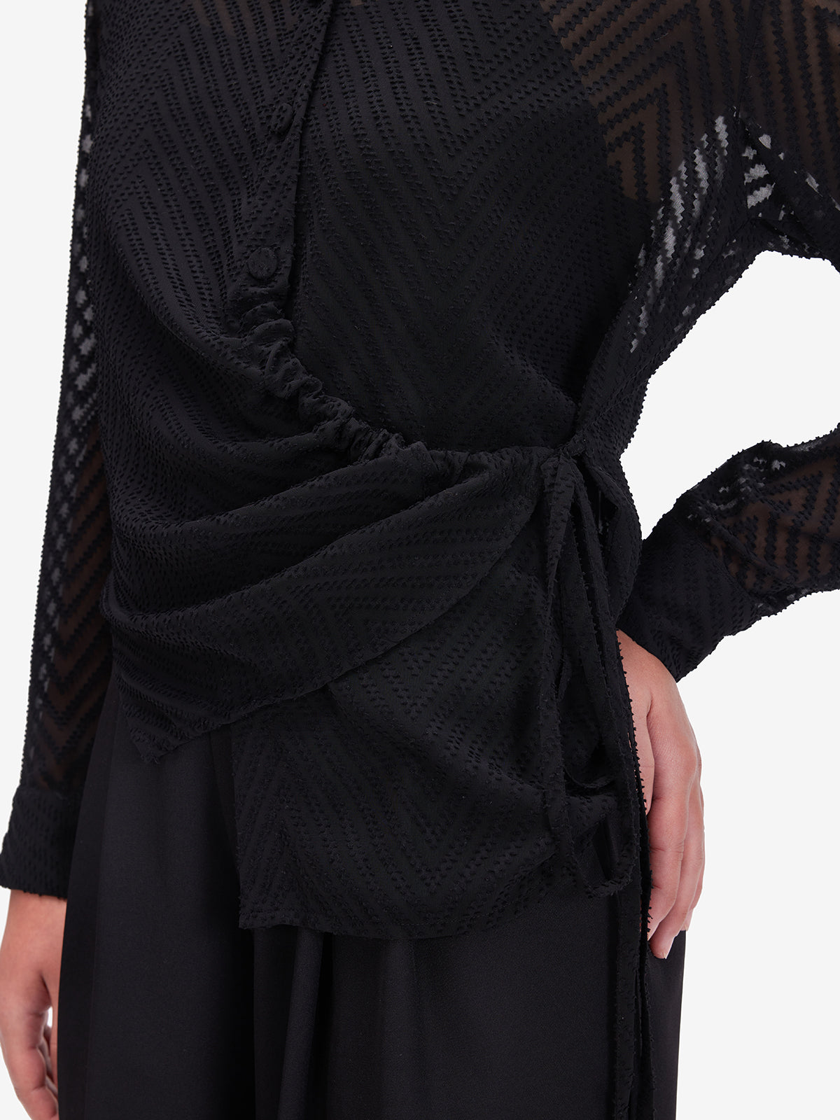 Women Black Sheer Shirt