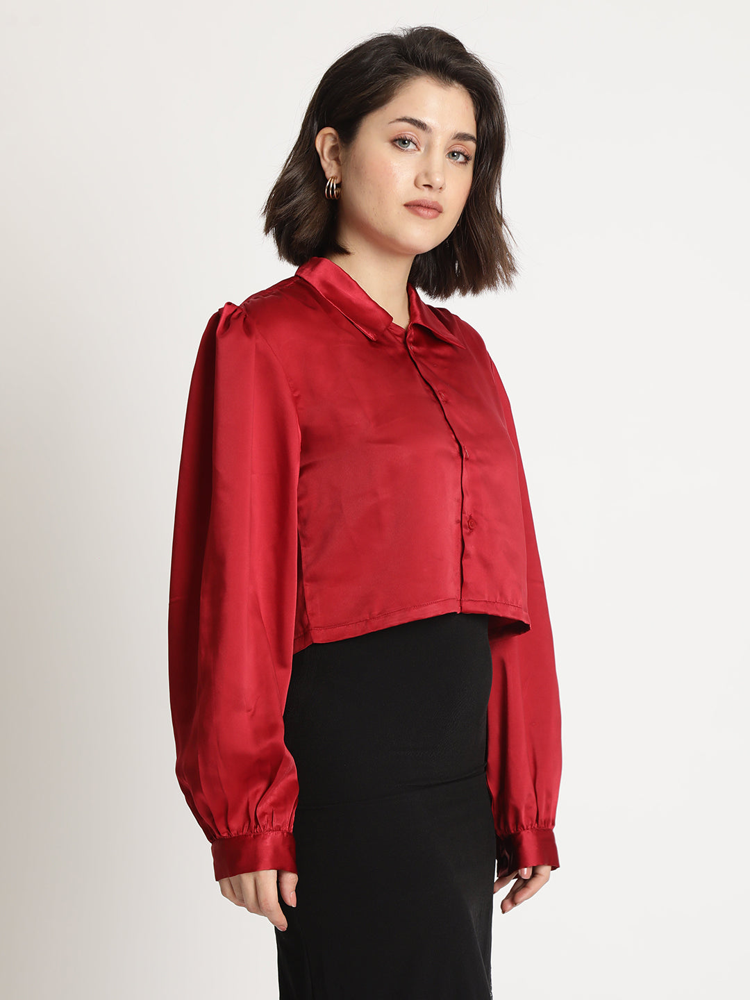 Women Cotton Shirt Style Satin Top