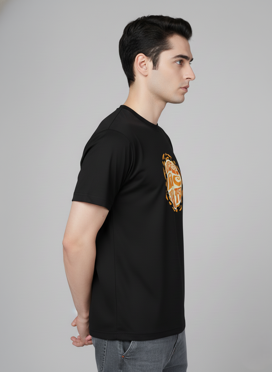 Men Cotton Black Printed Tshirt