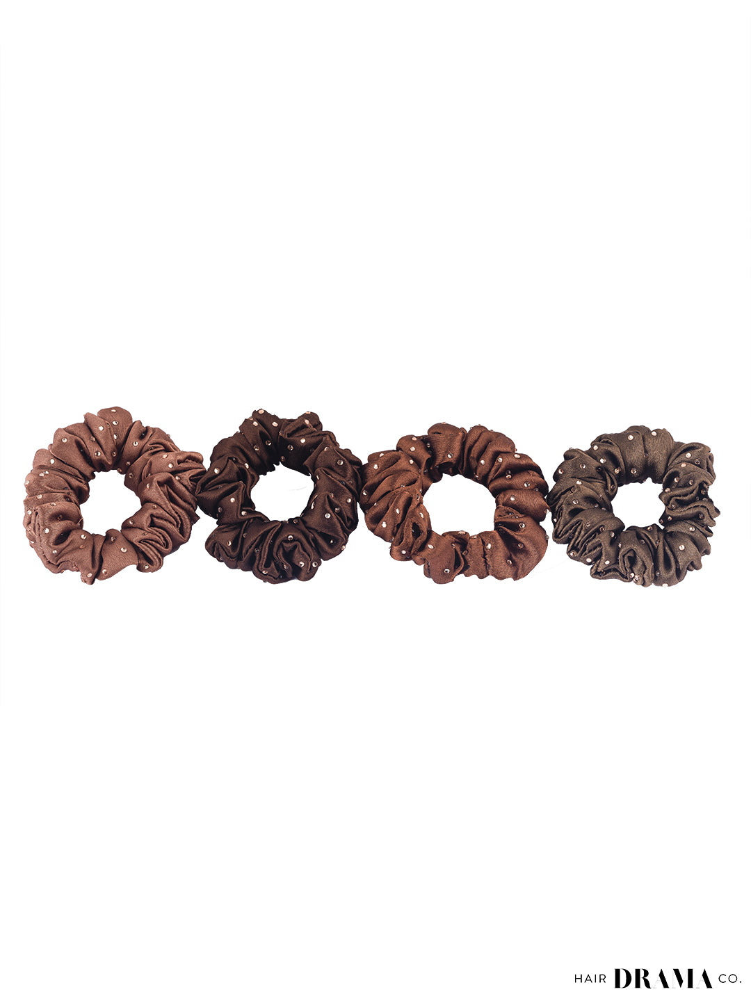 Brown Luxury Scrunchies With Free Pouch Set Of 5
