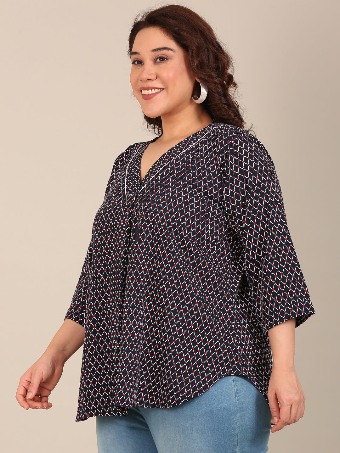 Women Navy Geometric Printed Top