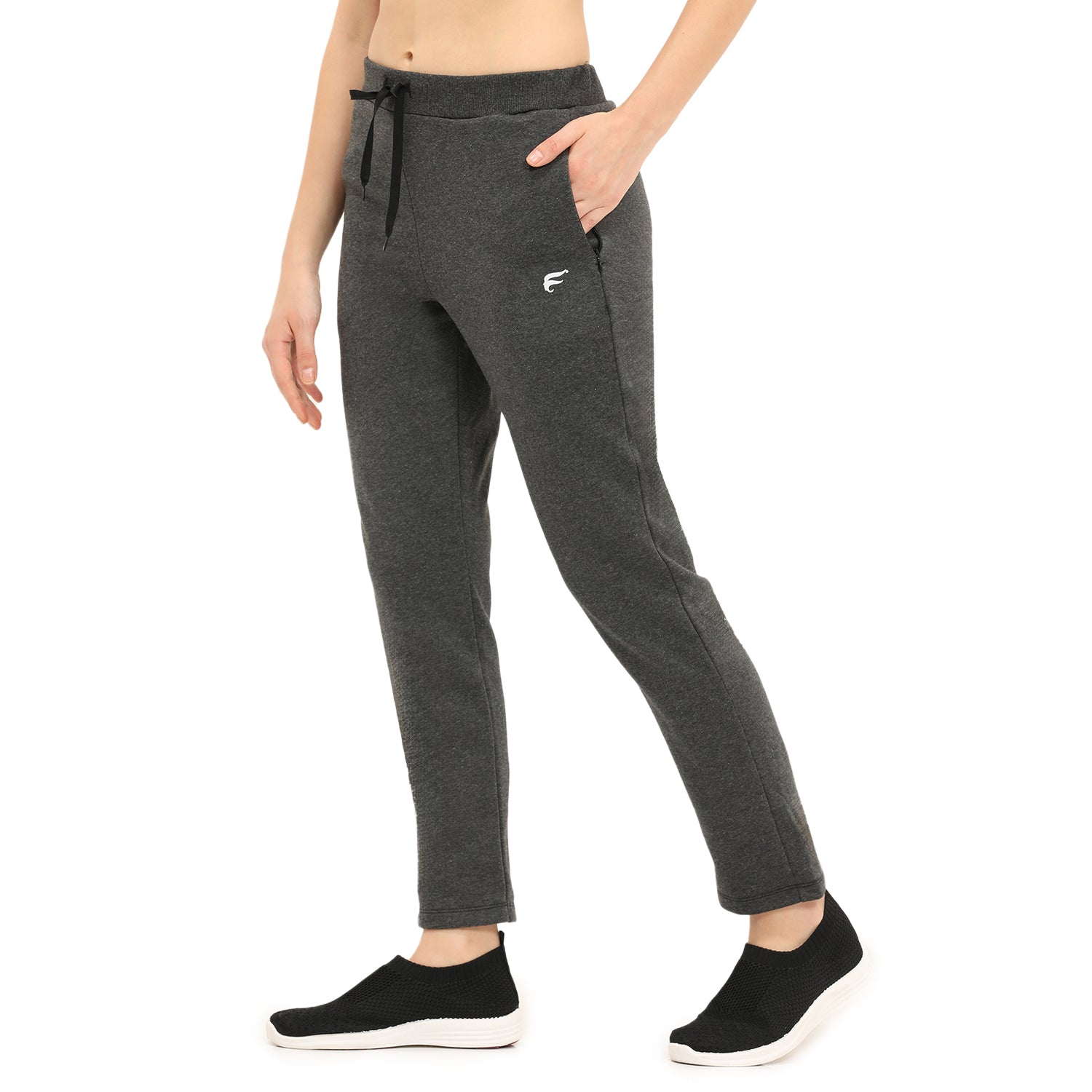 Women Grey Ankle Length Fleece Track Pant