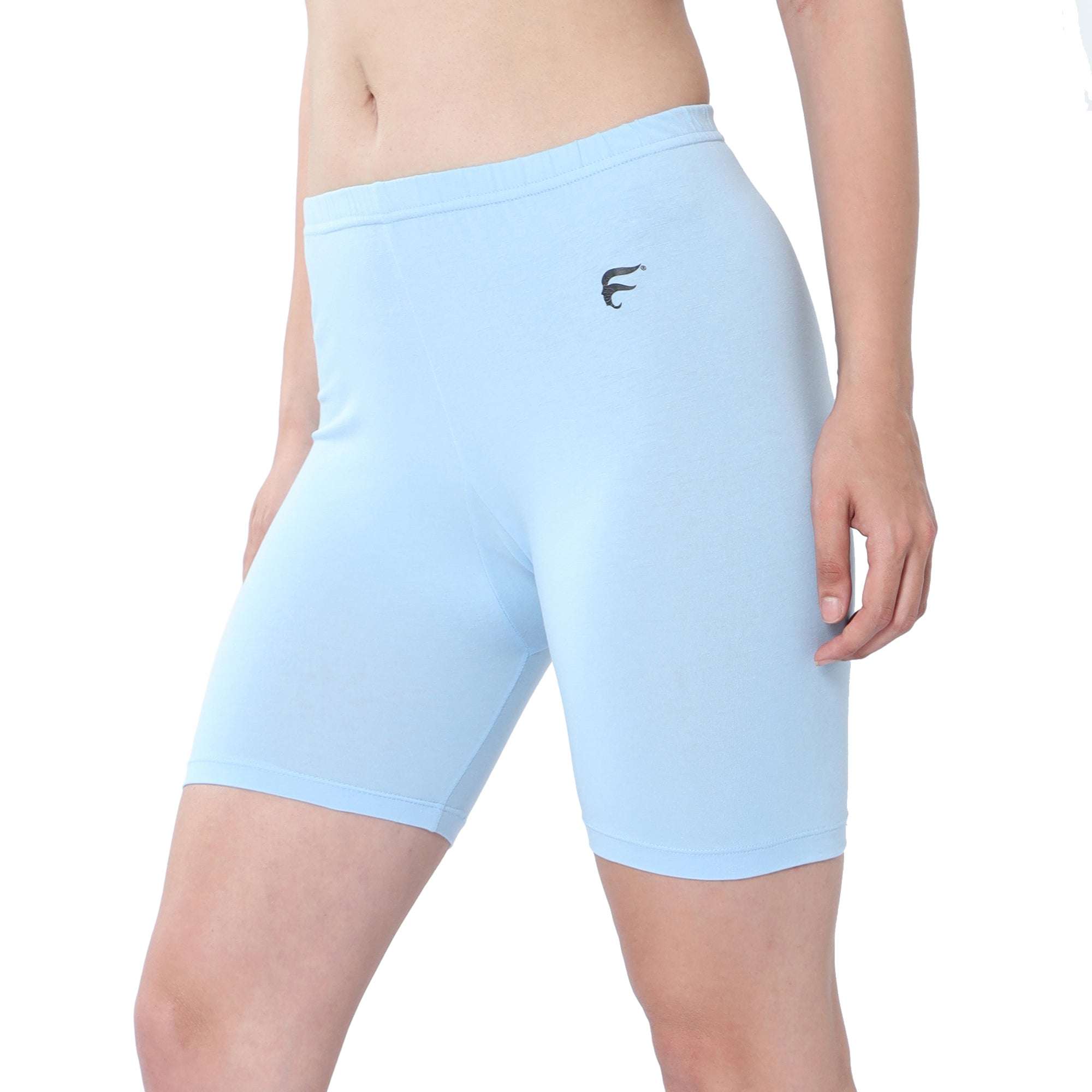 Women Blue Thigh Length Cycling Shorts
