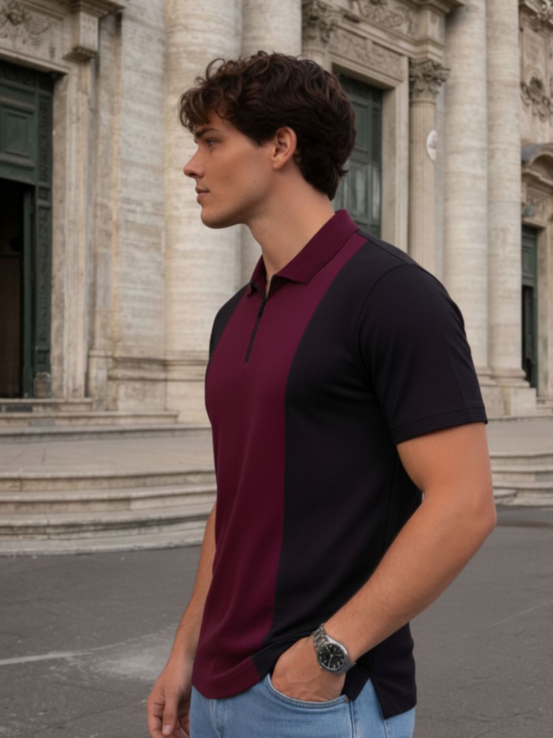 Men Cotton Polo Collar T-Shirt