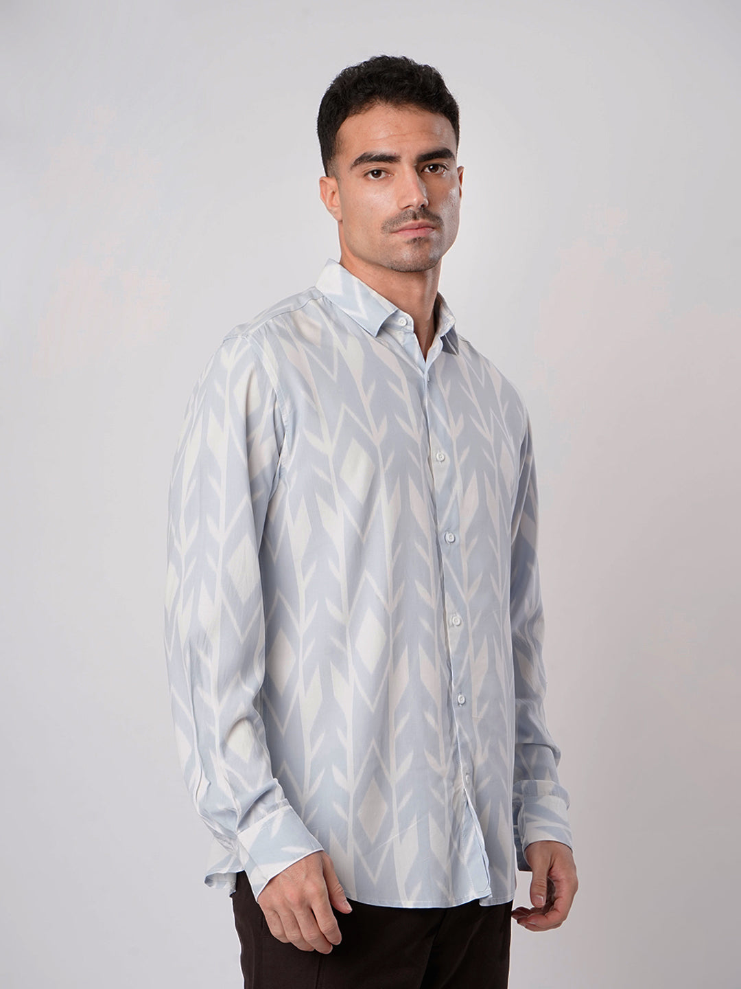 Men Blue and White Abstract printed Shirt