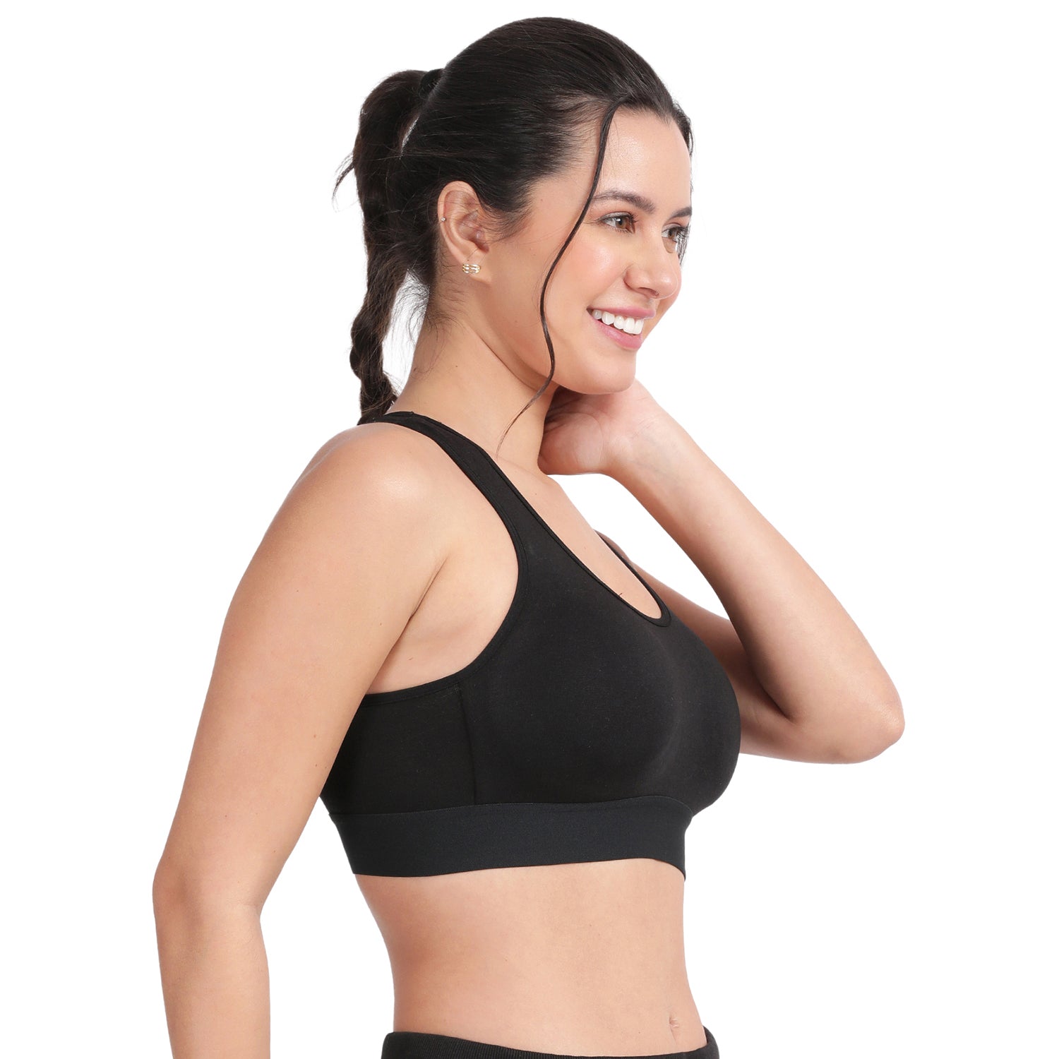 Non-padded Non-wired Full Coverage Removable Racer Back Sports Bra