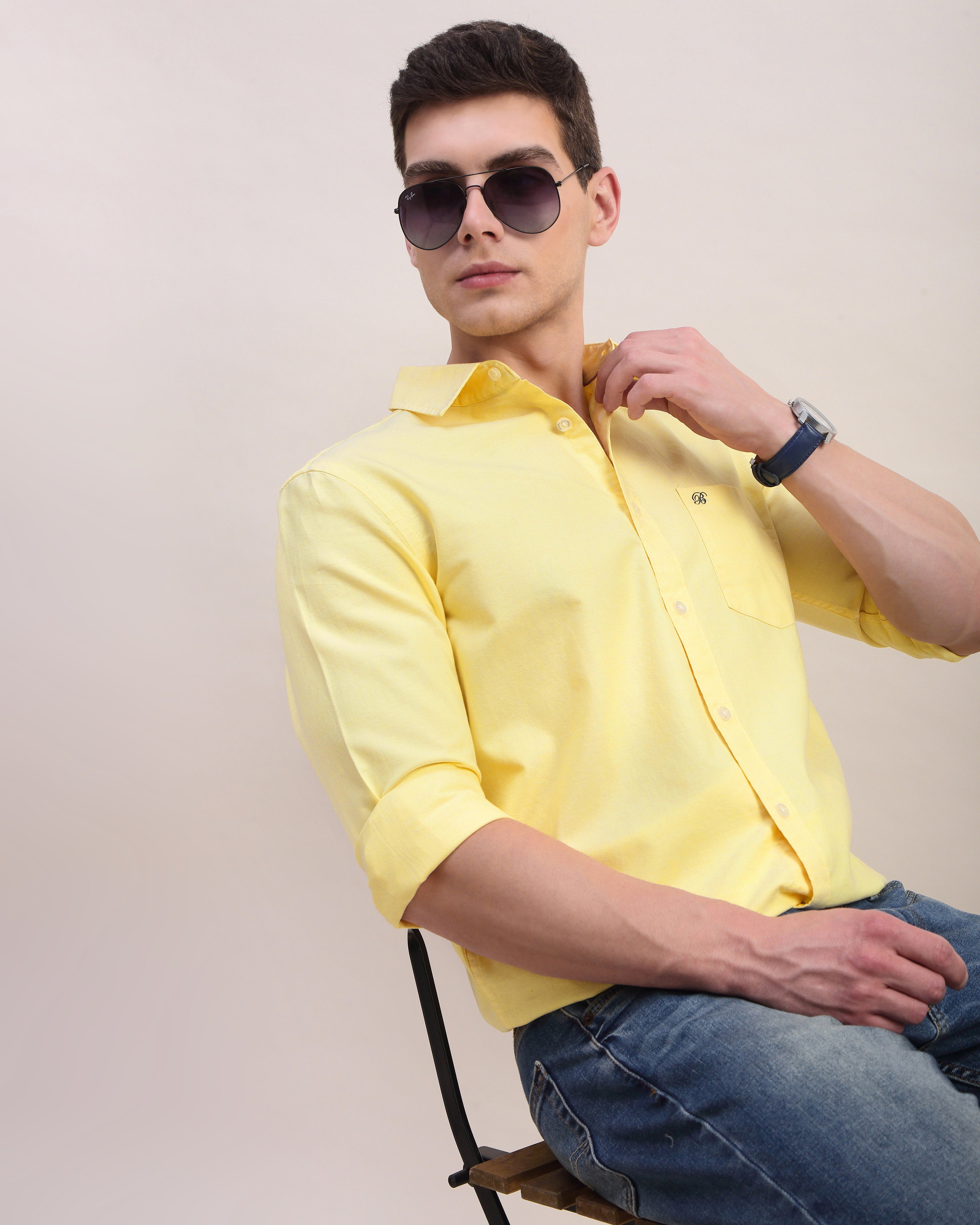 Men Yellow Oxford Shirt