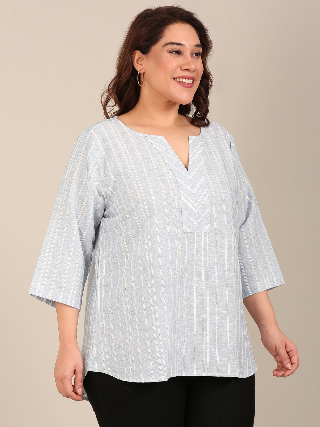 Women Classic Blue Striped Top