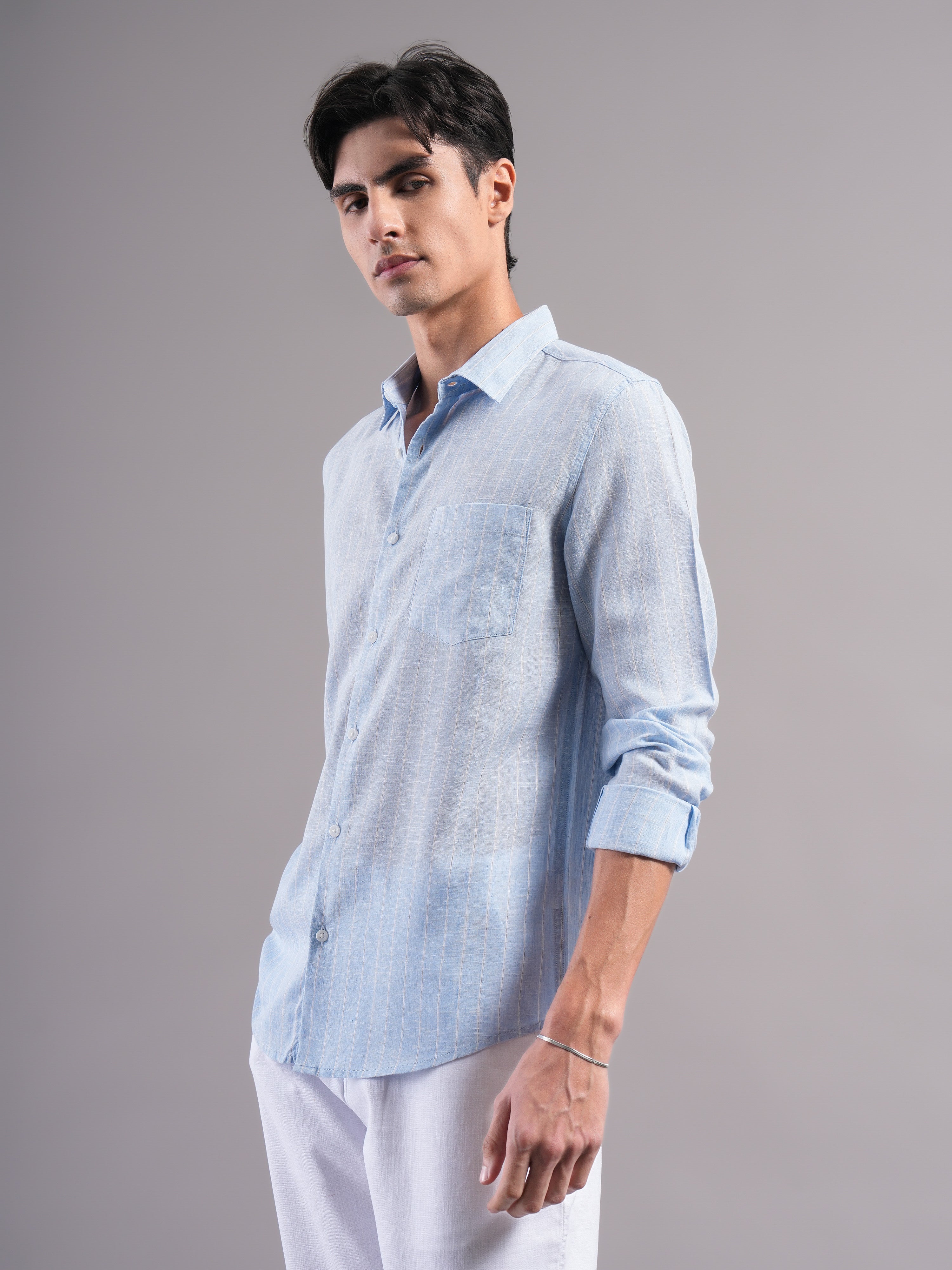 Men Lyocell Striped Shirts