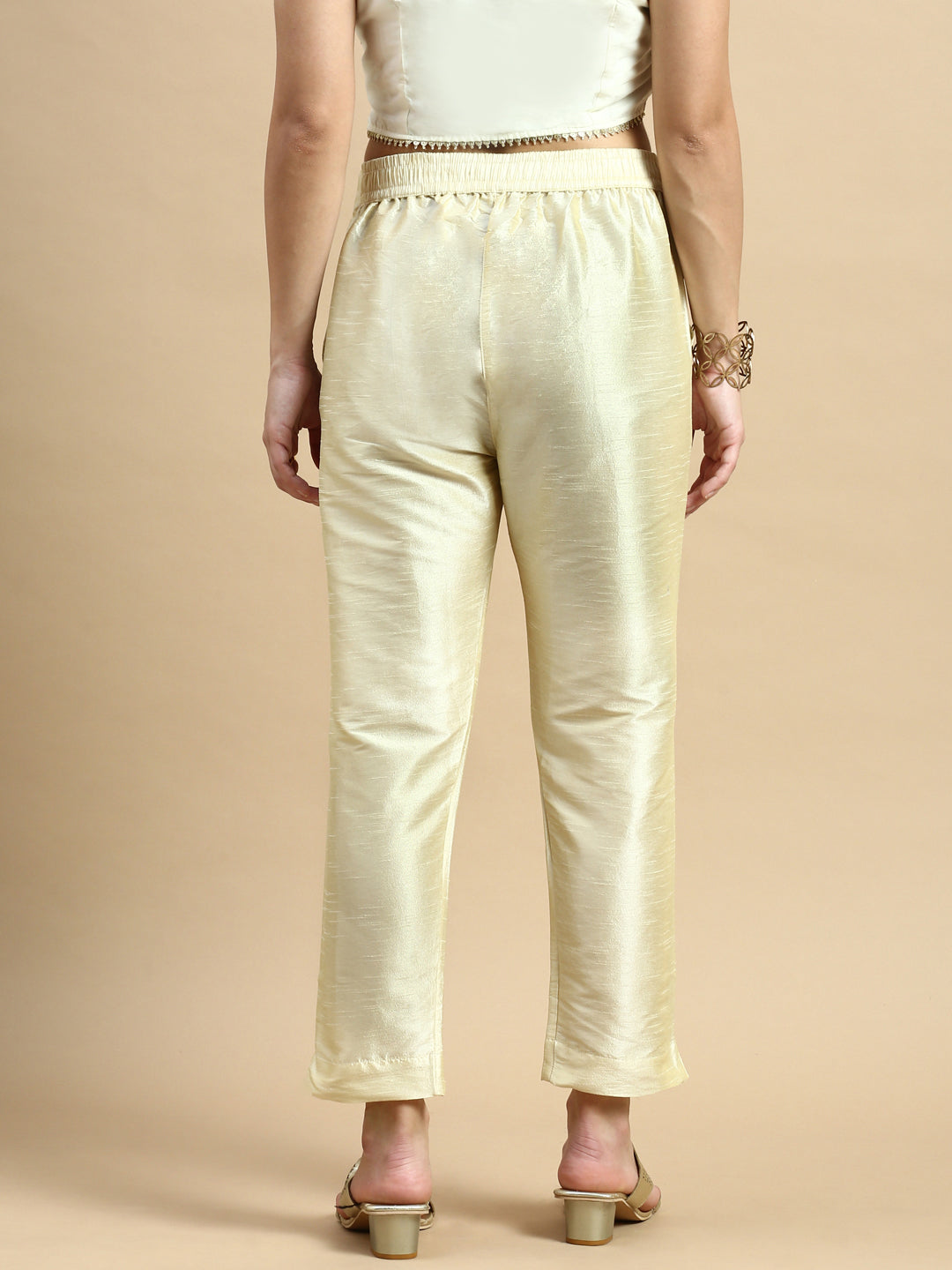 Women Off White Festive Pants