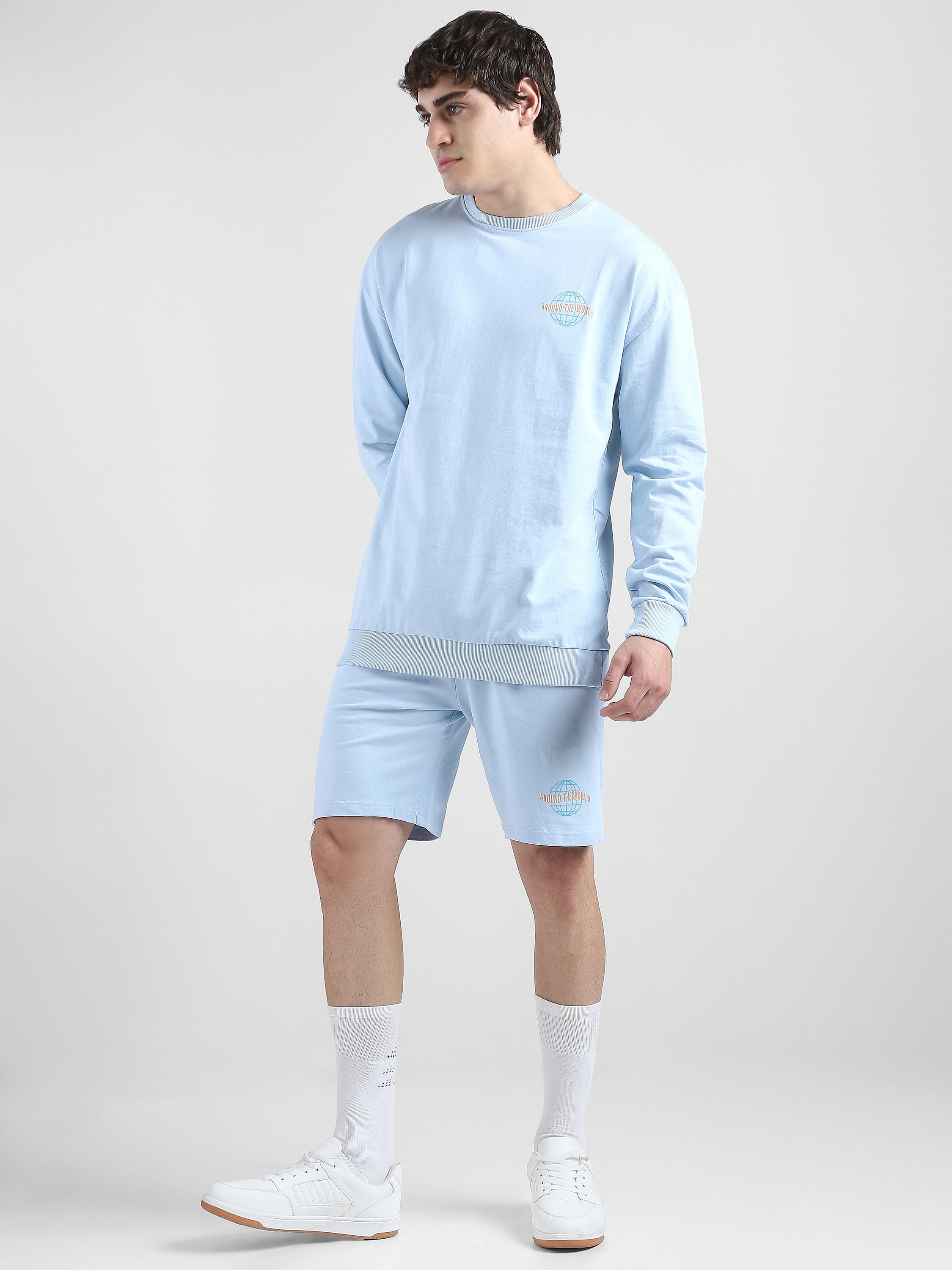Men Blue Oversized Co-ord Set