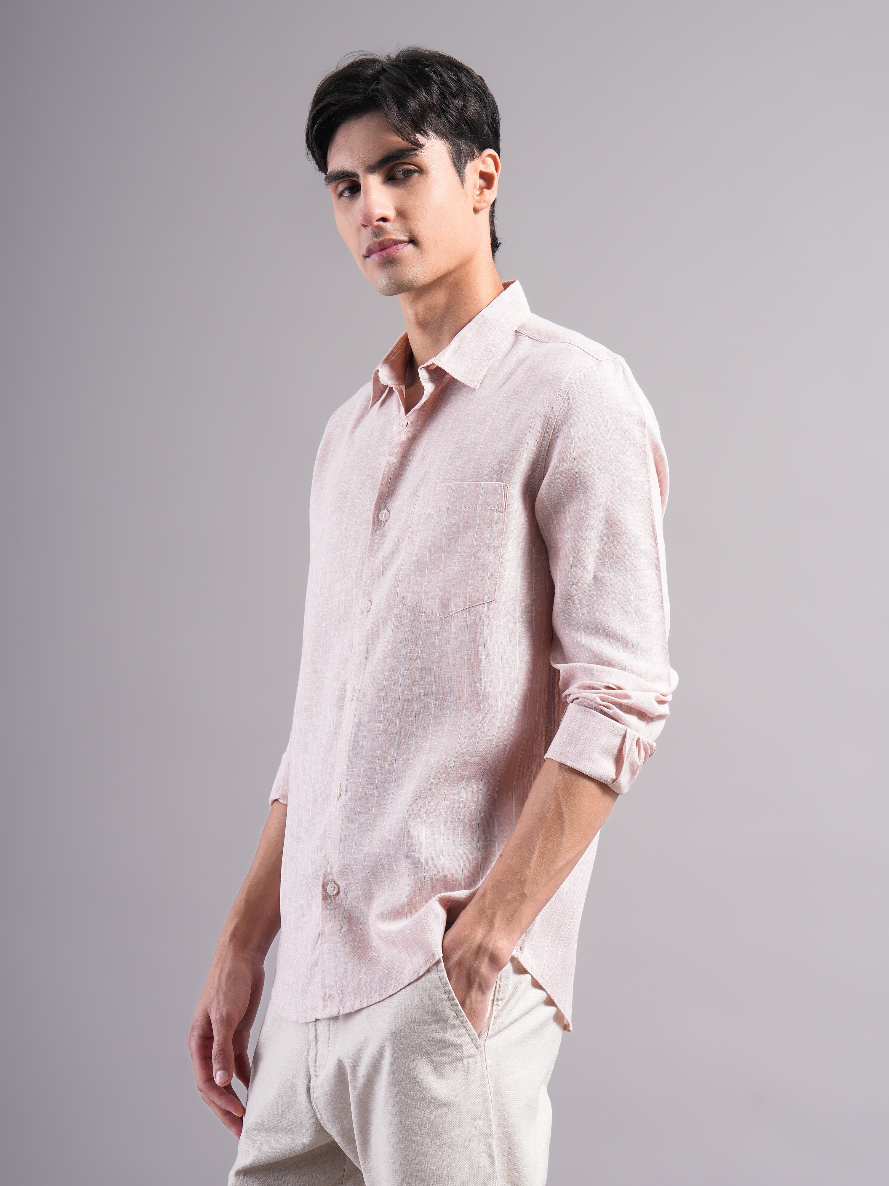 Men Lyocell Striped Shirts