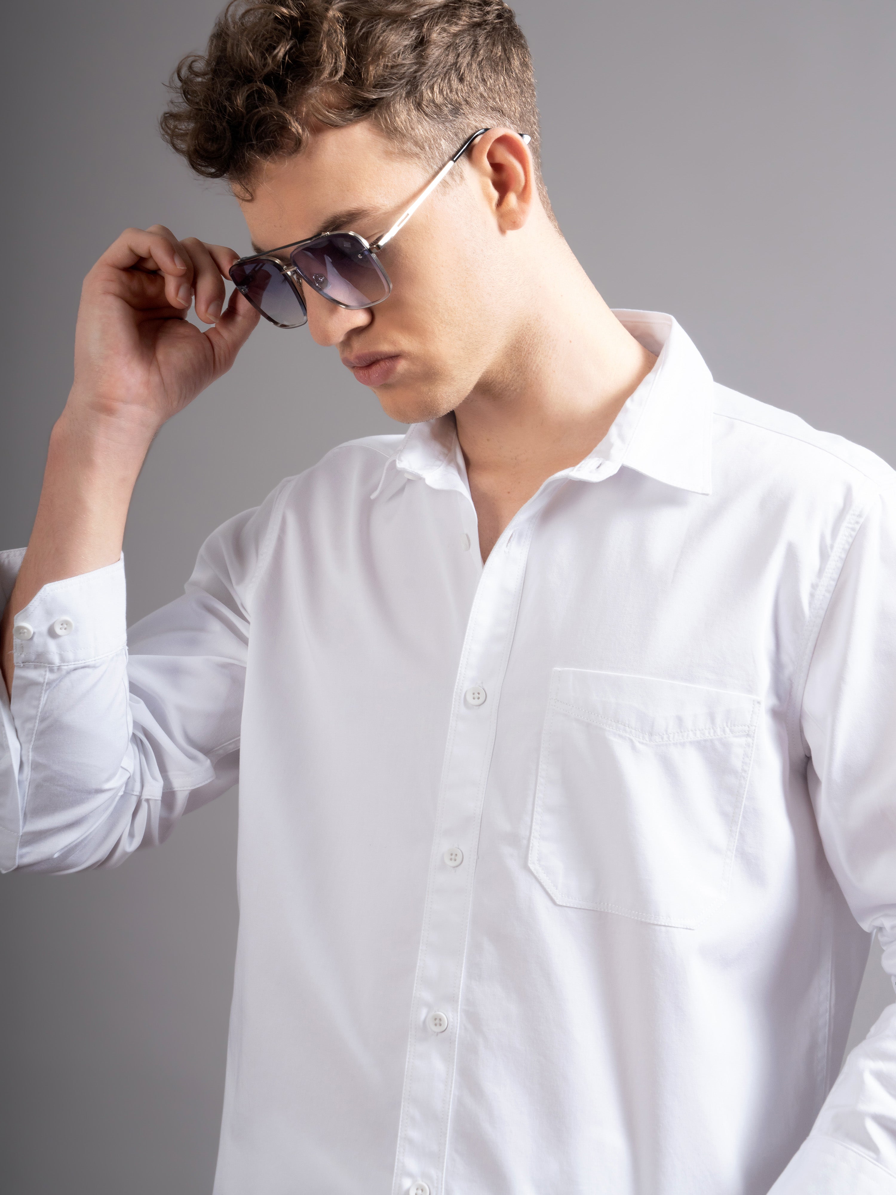 Men White Twill Shirt