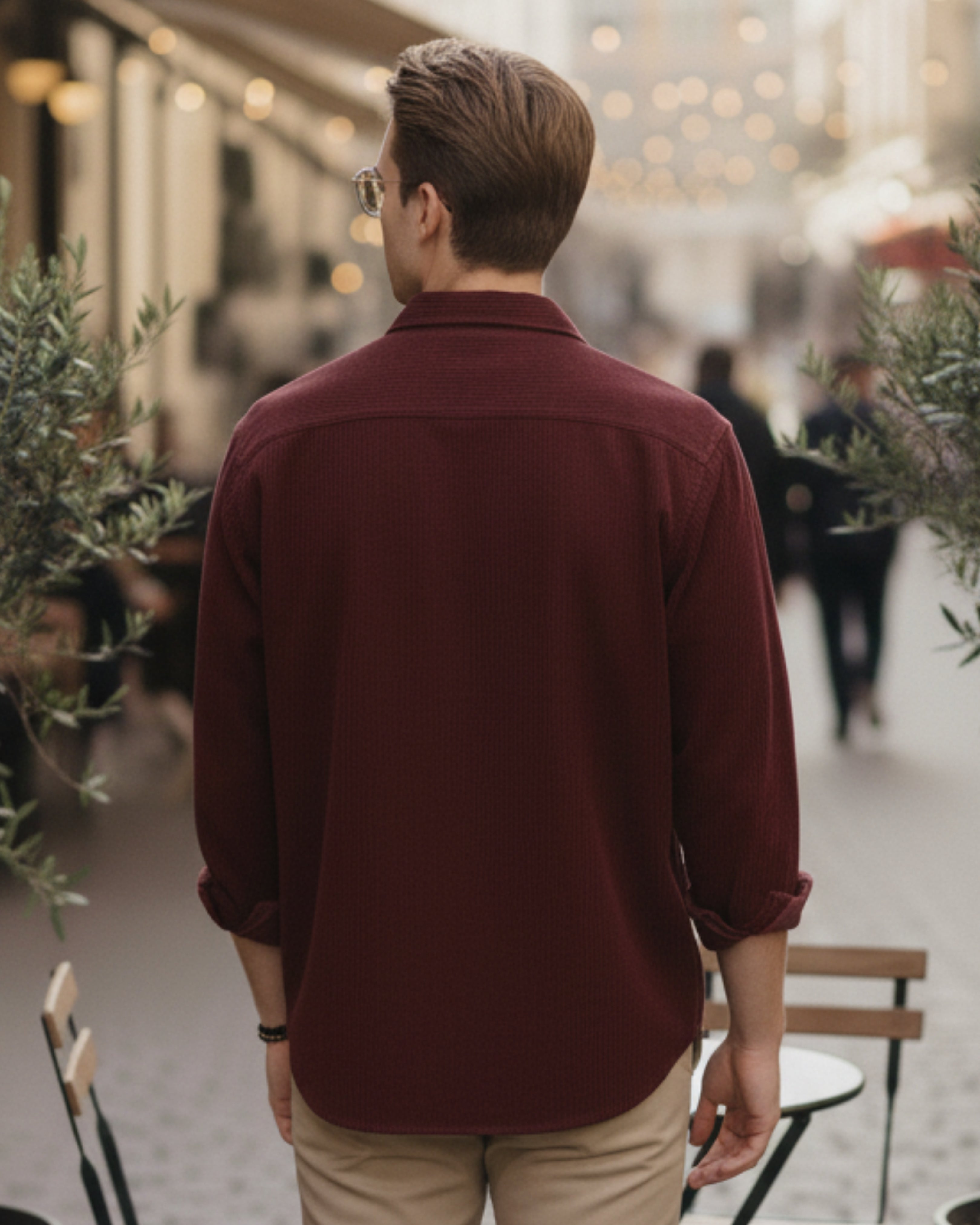 Men Maroon Corduroy Shirt
